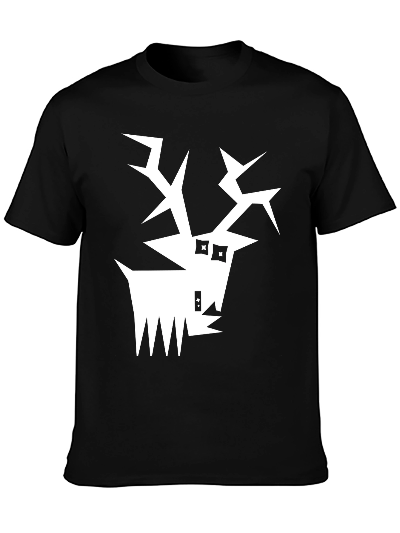 Black Abstract Reindeer Graphic Tee - Black view 3