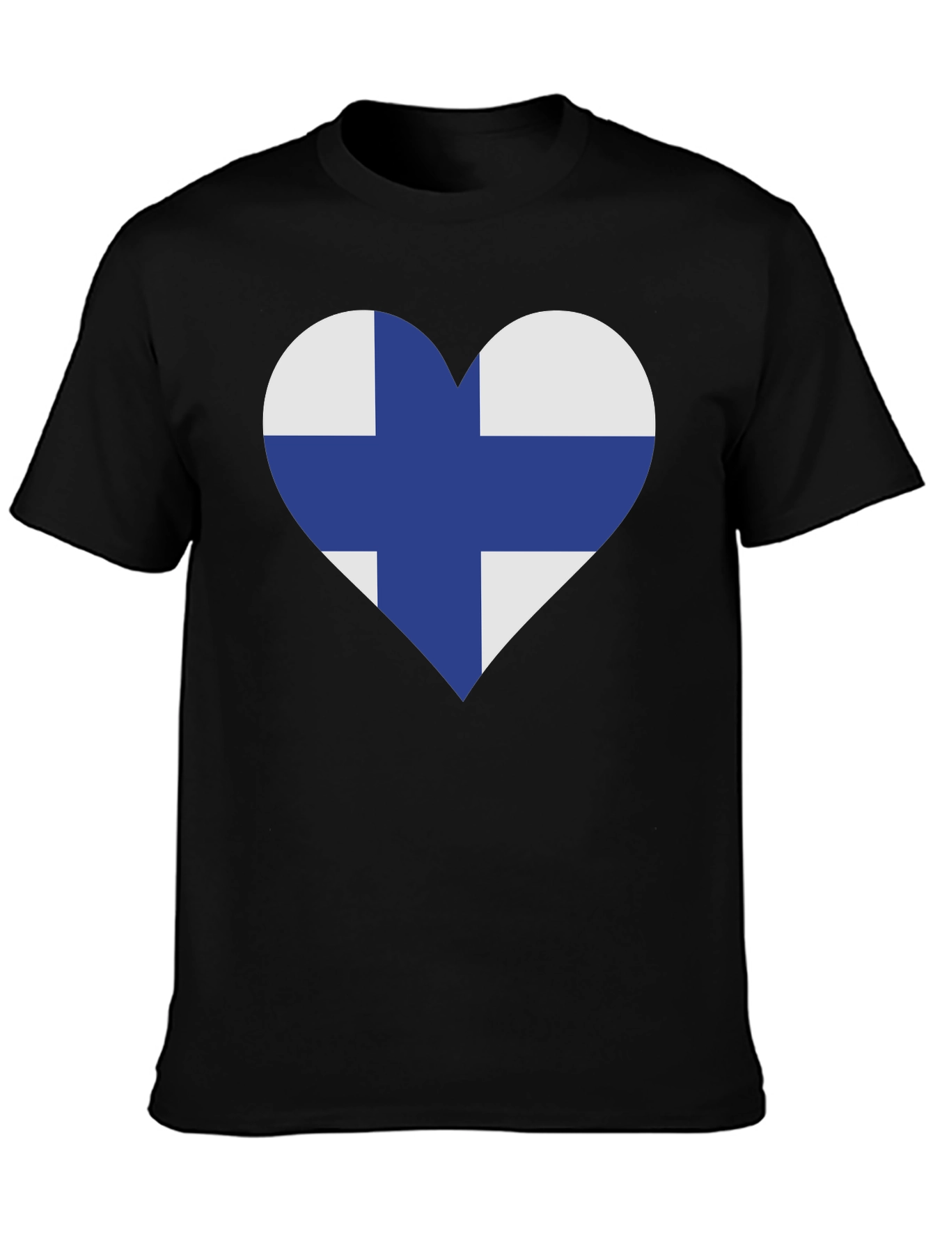 Black Finland Flag Heart T-Shirt - Finnish Pride Tee view 3