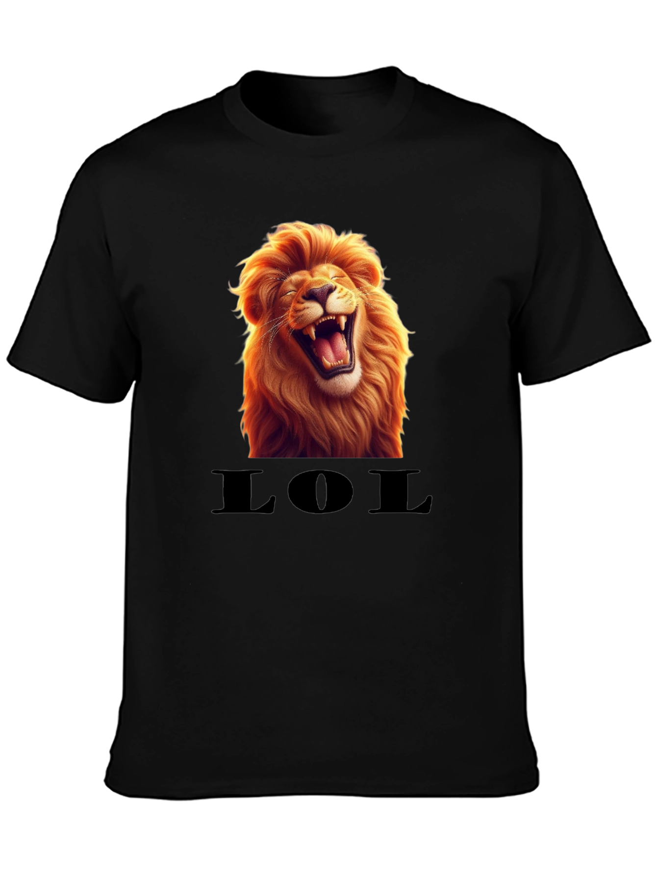 Black Laughing Lion LOL Graphic Tee - Black view 3