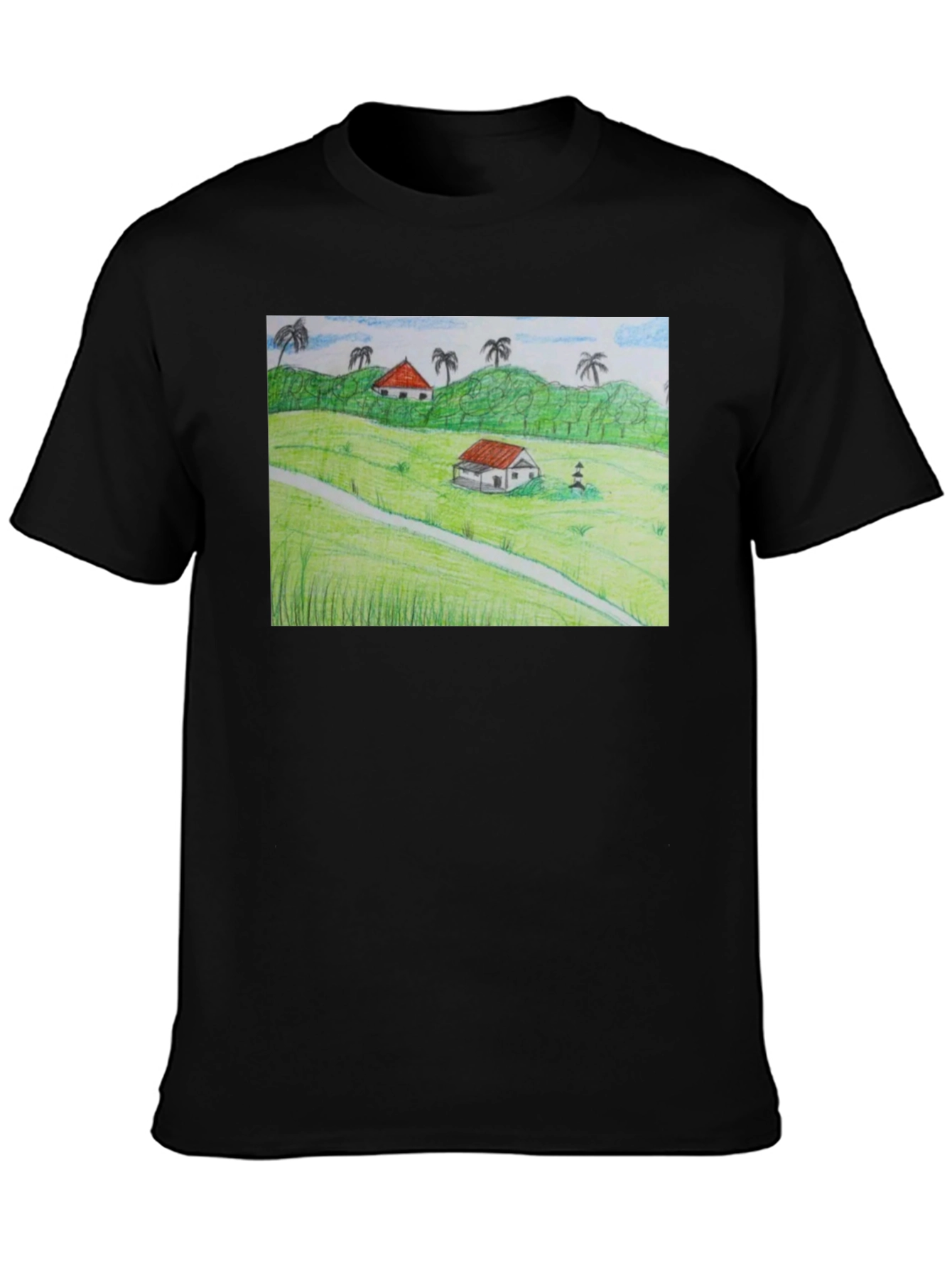 Black Nature Landscape Graphic T-Shirt view 3