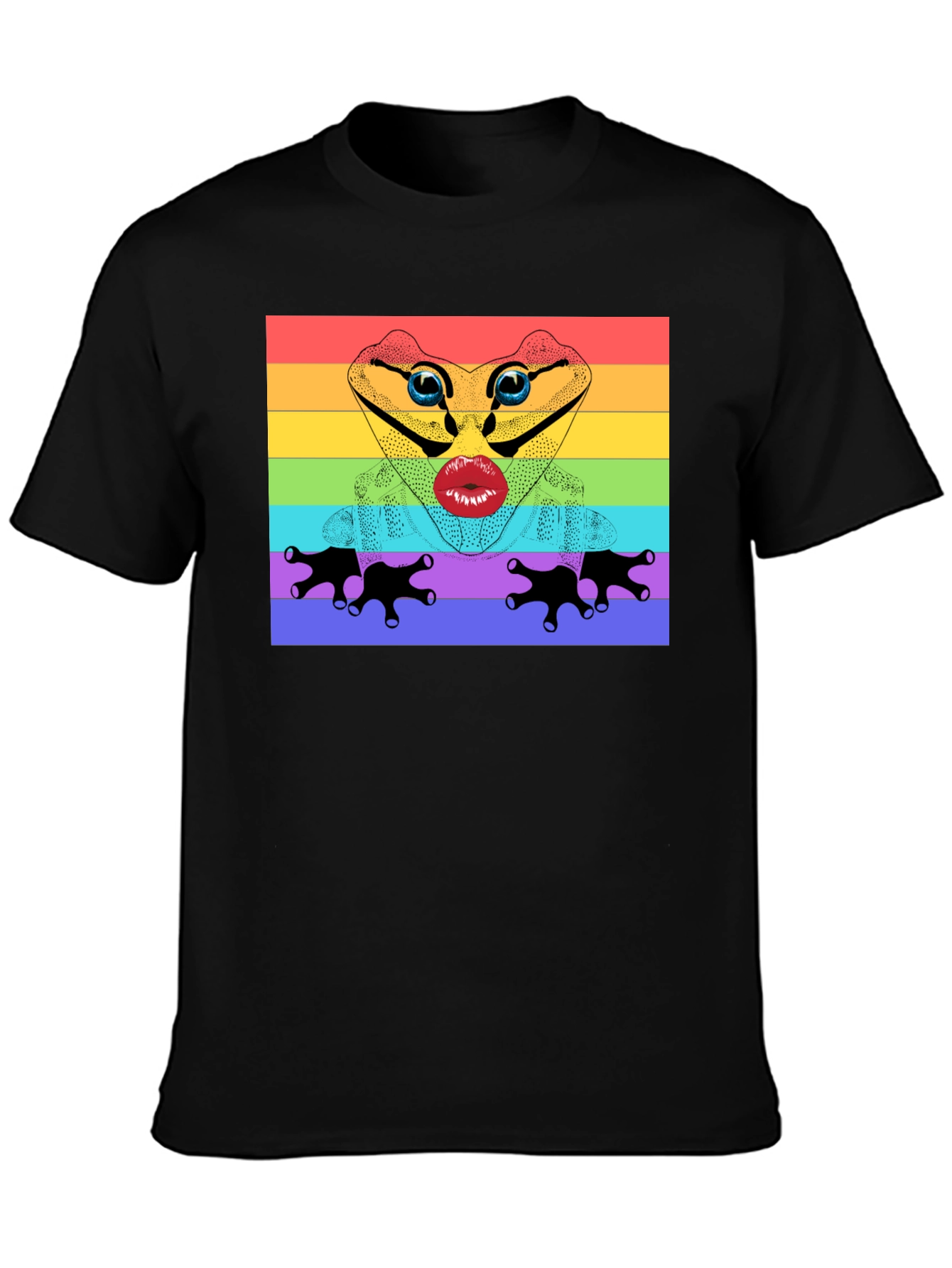 Black Rainbow Frog Lips T-Shirt - Pride Apparel view 3