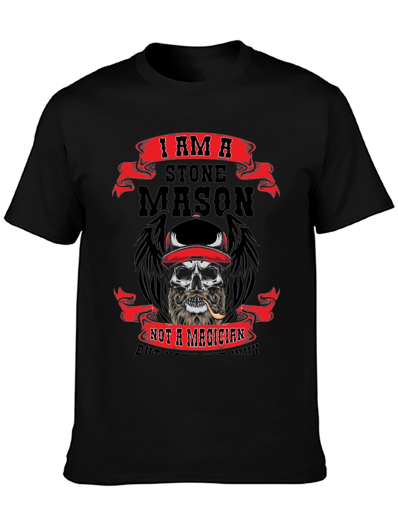 Black Stone Mason Skull Graphic T-Shirt view 3