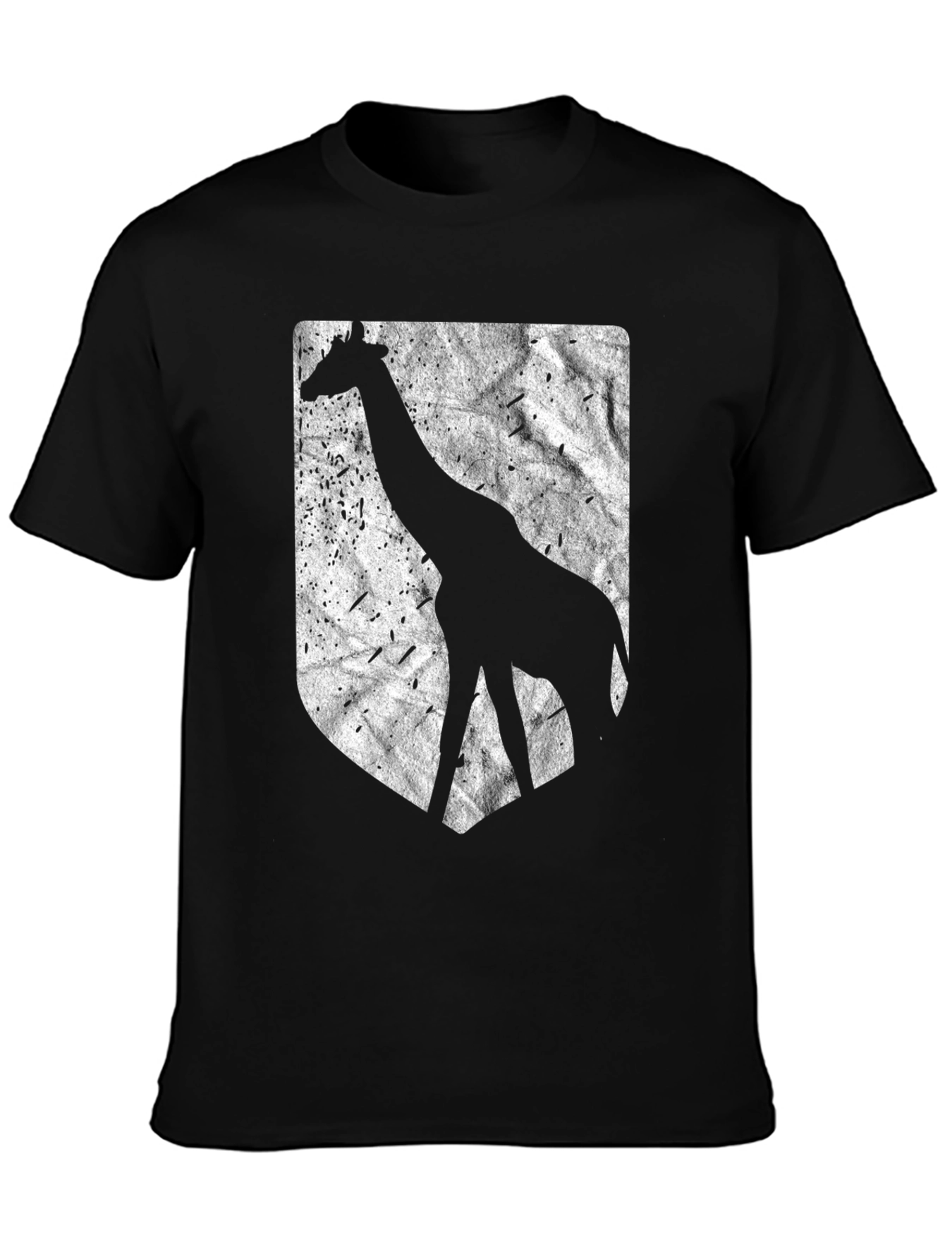 Black Giraffe Silhouette Graphic Tee - Black Cotton Blend view 3