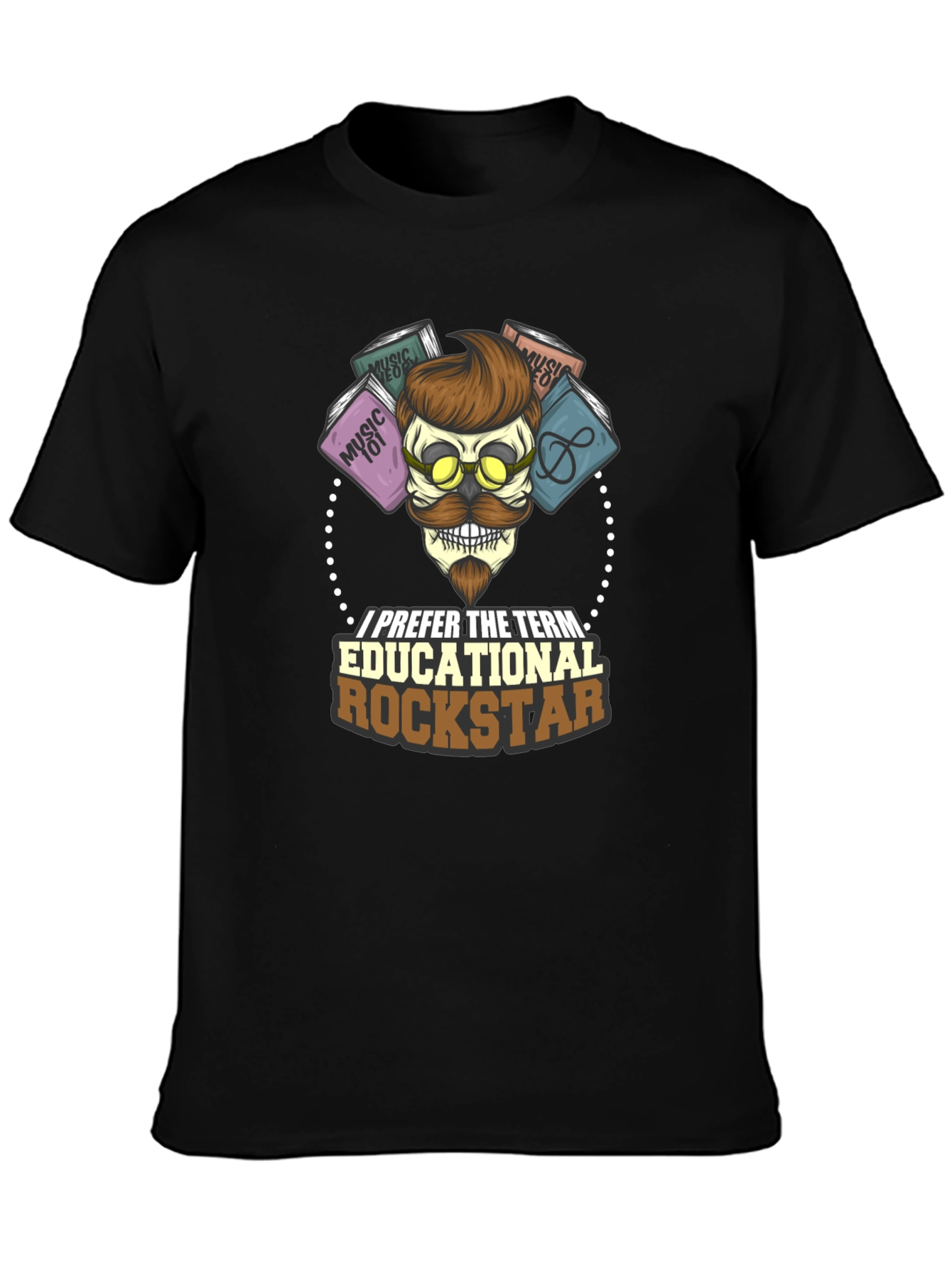 Black Educational Rockstar T-Shirt: Music Lover's Tee view 3