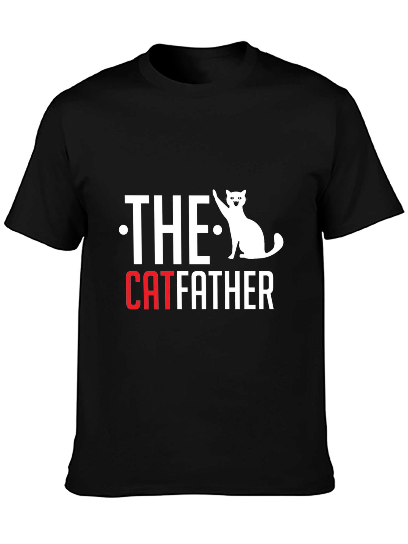 Black The Catfather T-Shirt - Funny Cat Lover Tee view 3