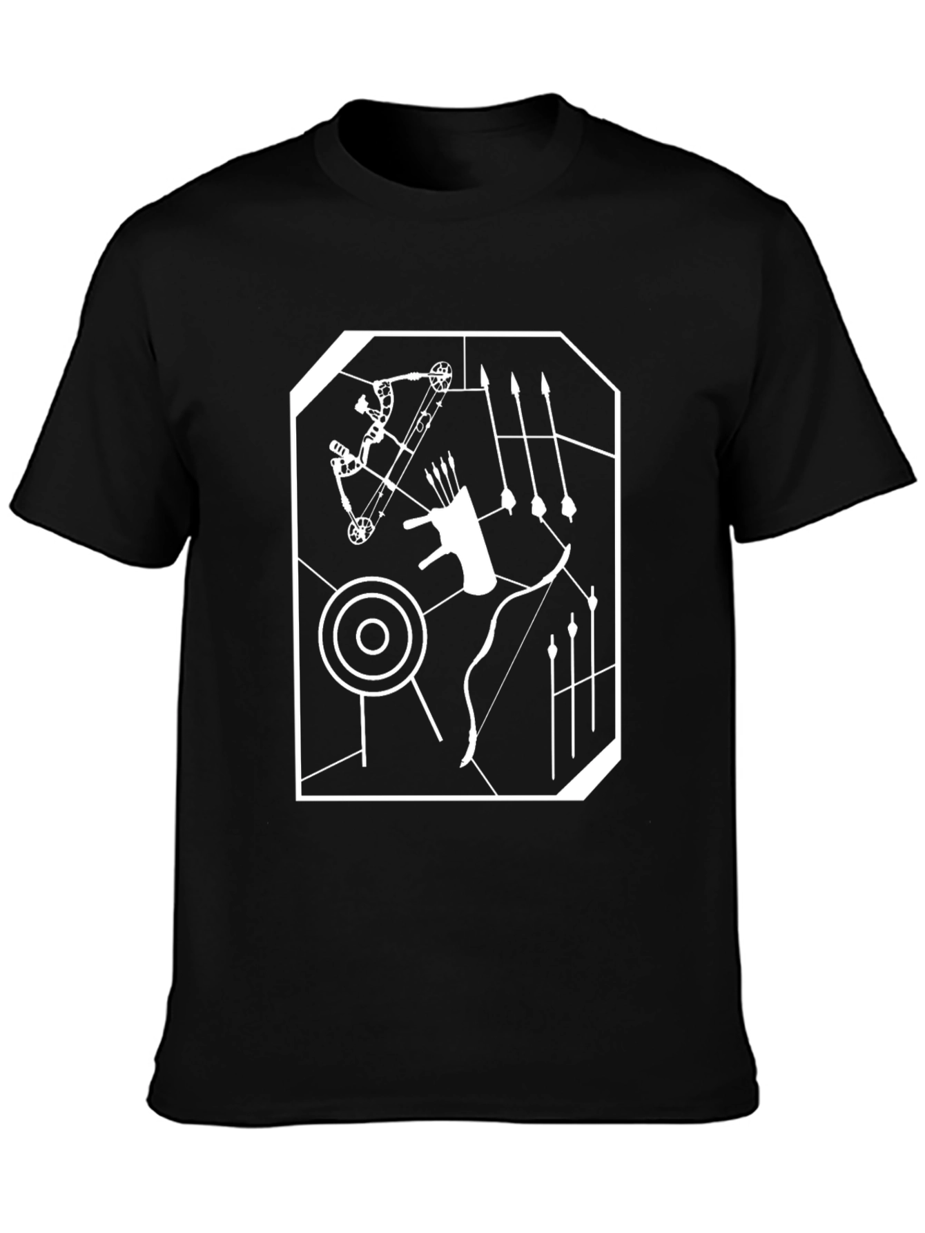 Black Archery Design Tee | Bow & Arrow Graphic T-Shirt view 3
