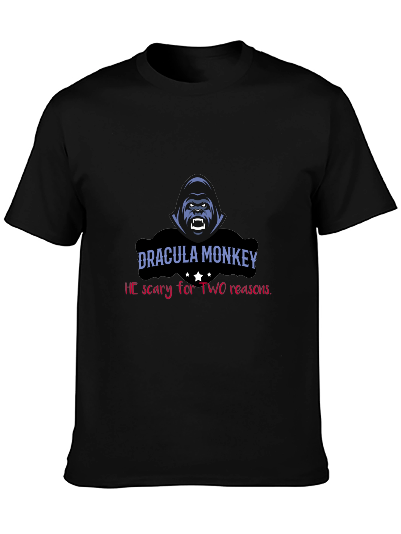 Black Dracula Monkey Graphic Tee - Scary For Two Reasons! view 3