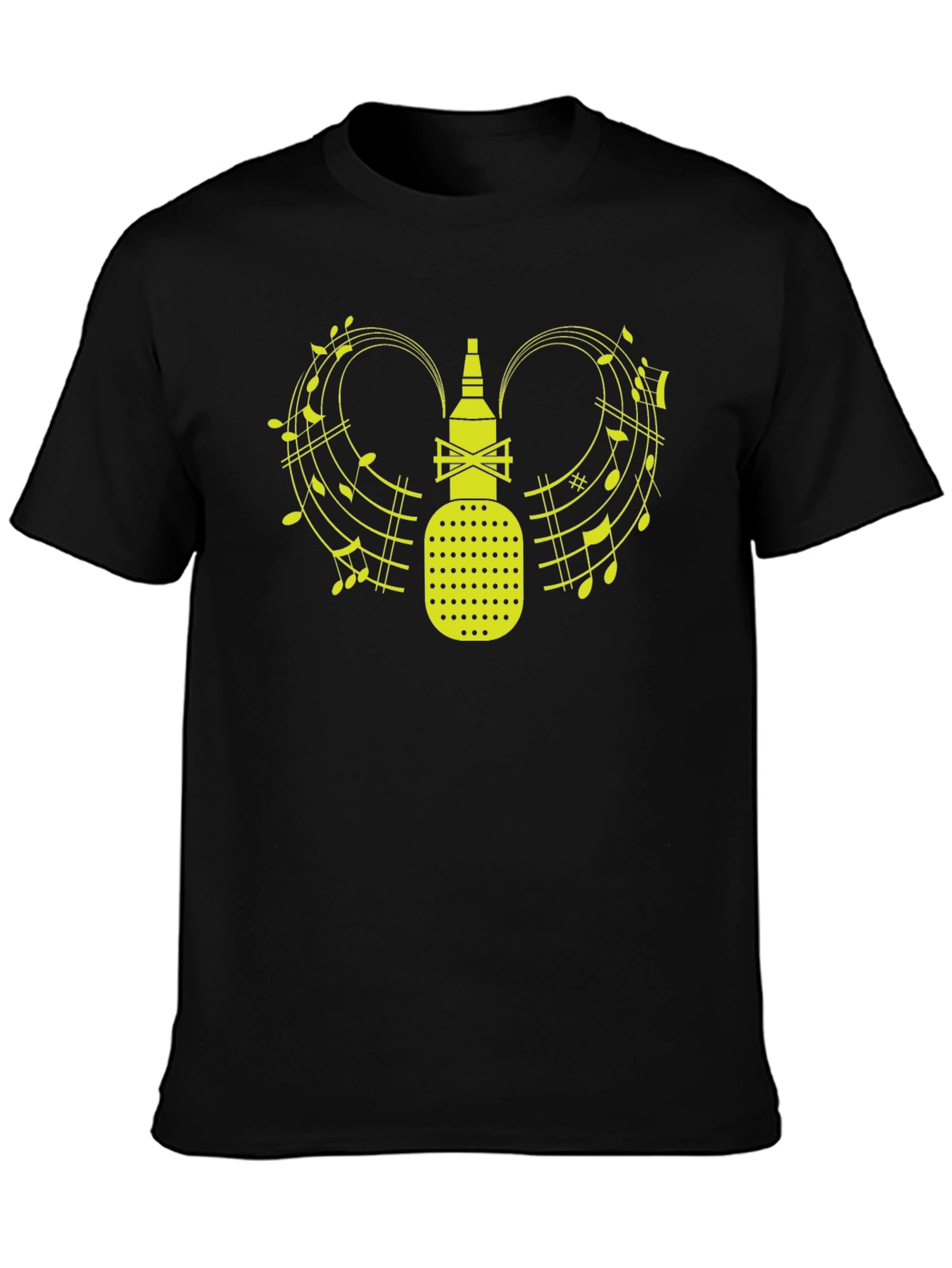 Black Music Microphone Graphic Tee view 3