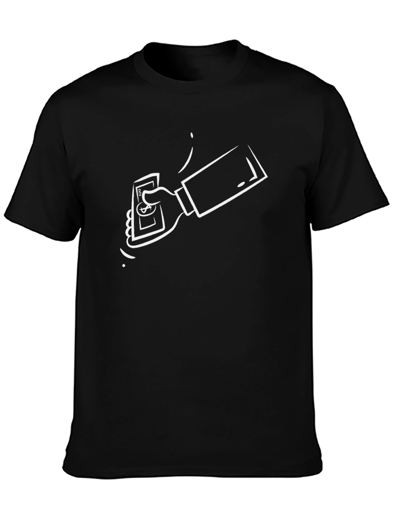 Black T-Shirt with Money Design - 3