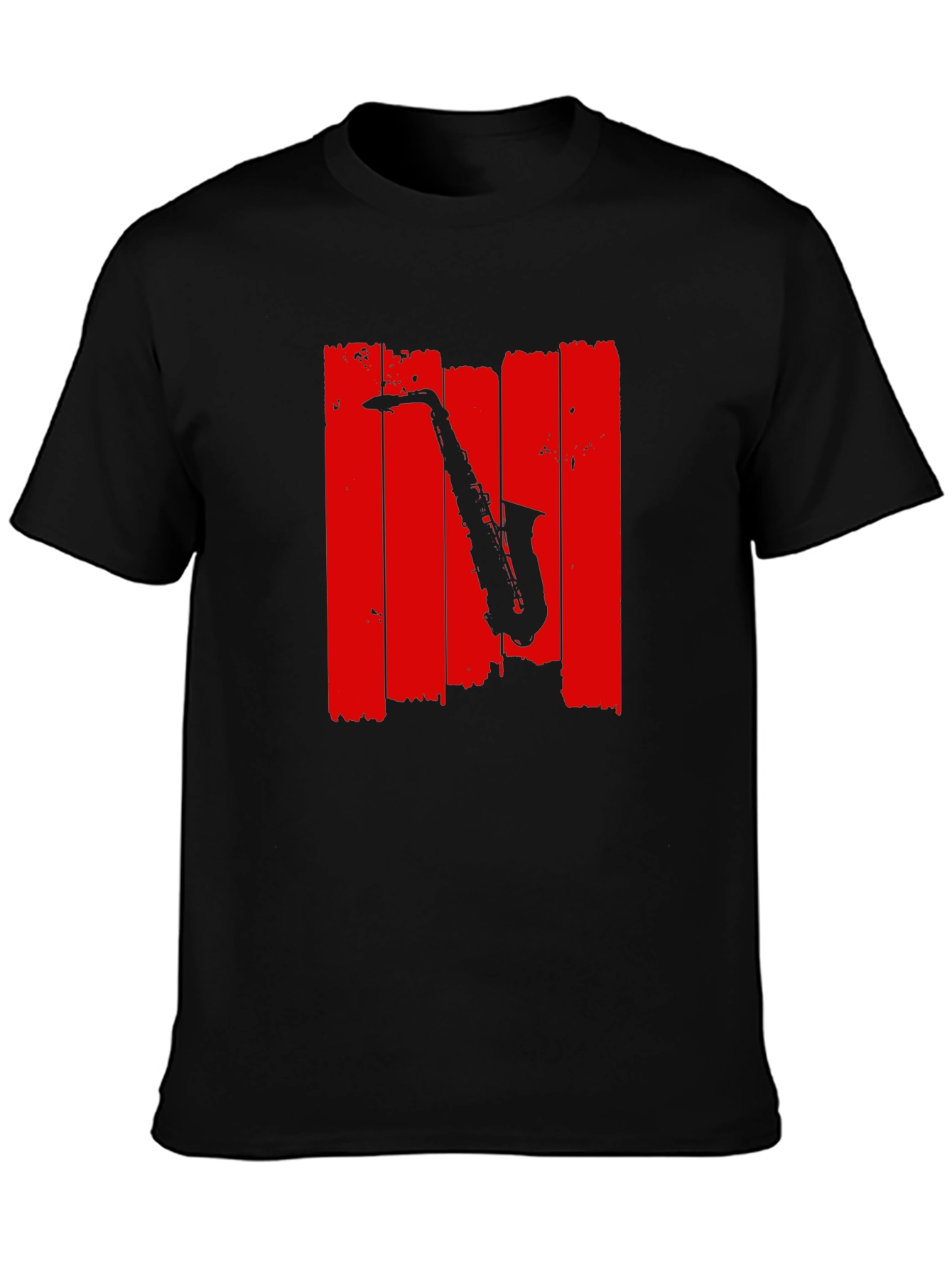 Black Saxophone Graphic Black T-Shirt - Musical Style view 3