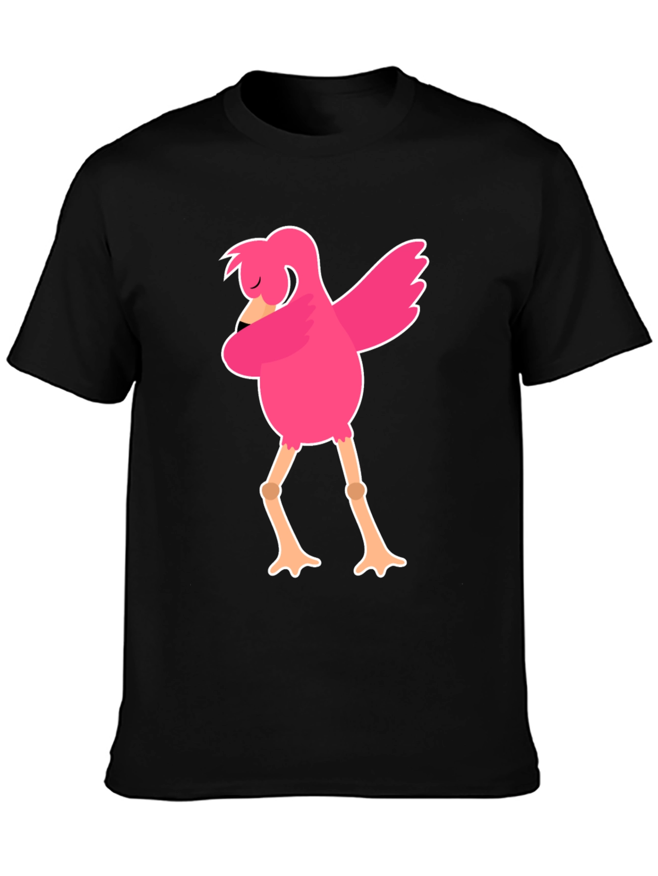 Black Funny Flamingo Dab Dance Black T-Shirt view 3