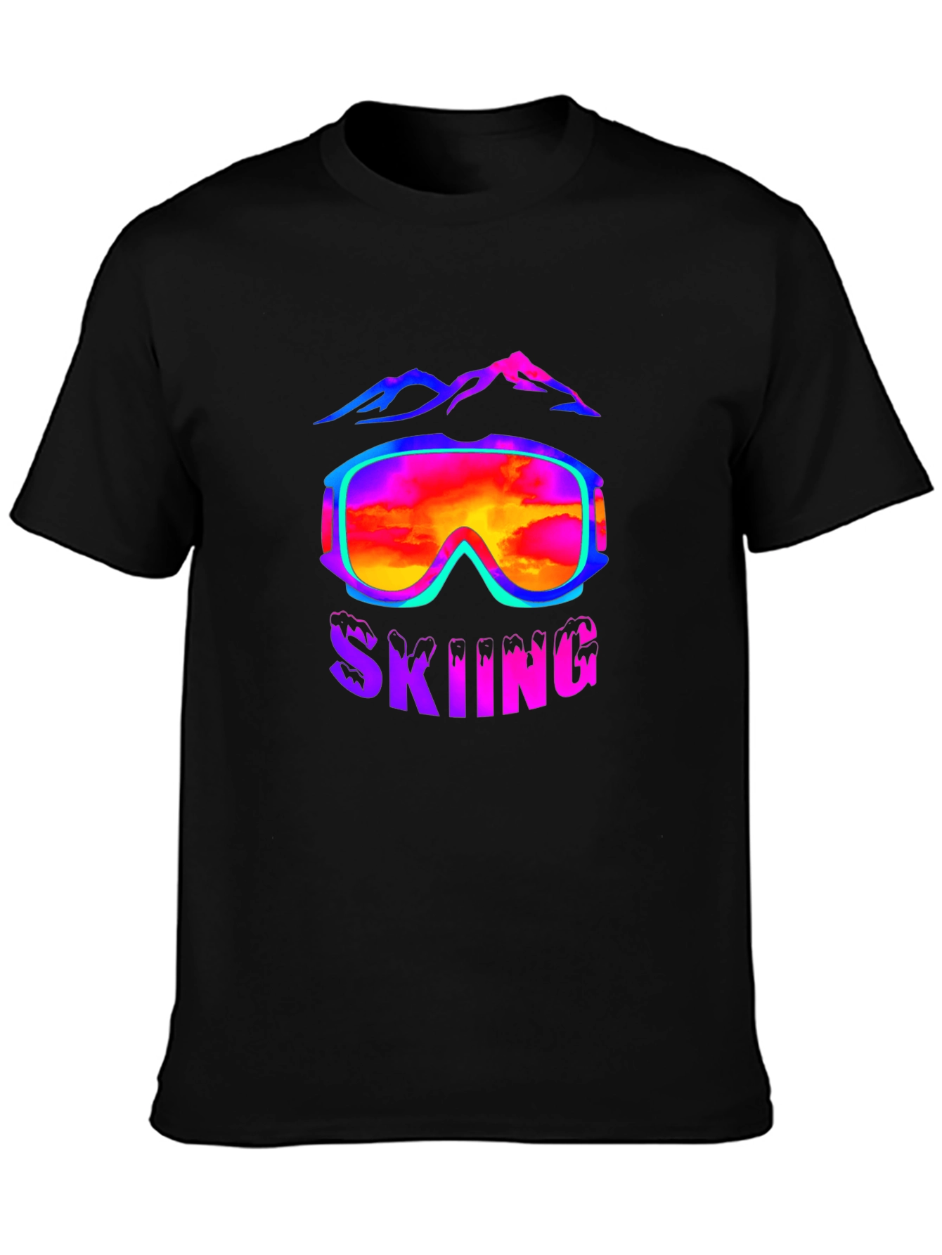 Black Skiing Goggles T-Shirt - Mountain Adventure Tee view 3
