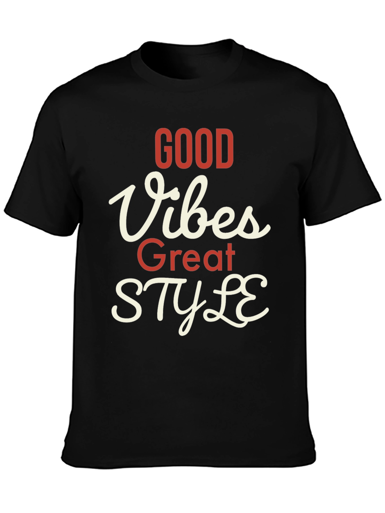 Black Good Vibes Great Style T-Shirt view 3