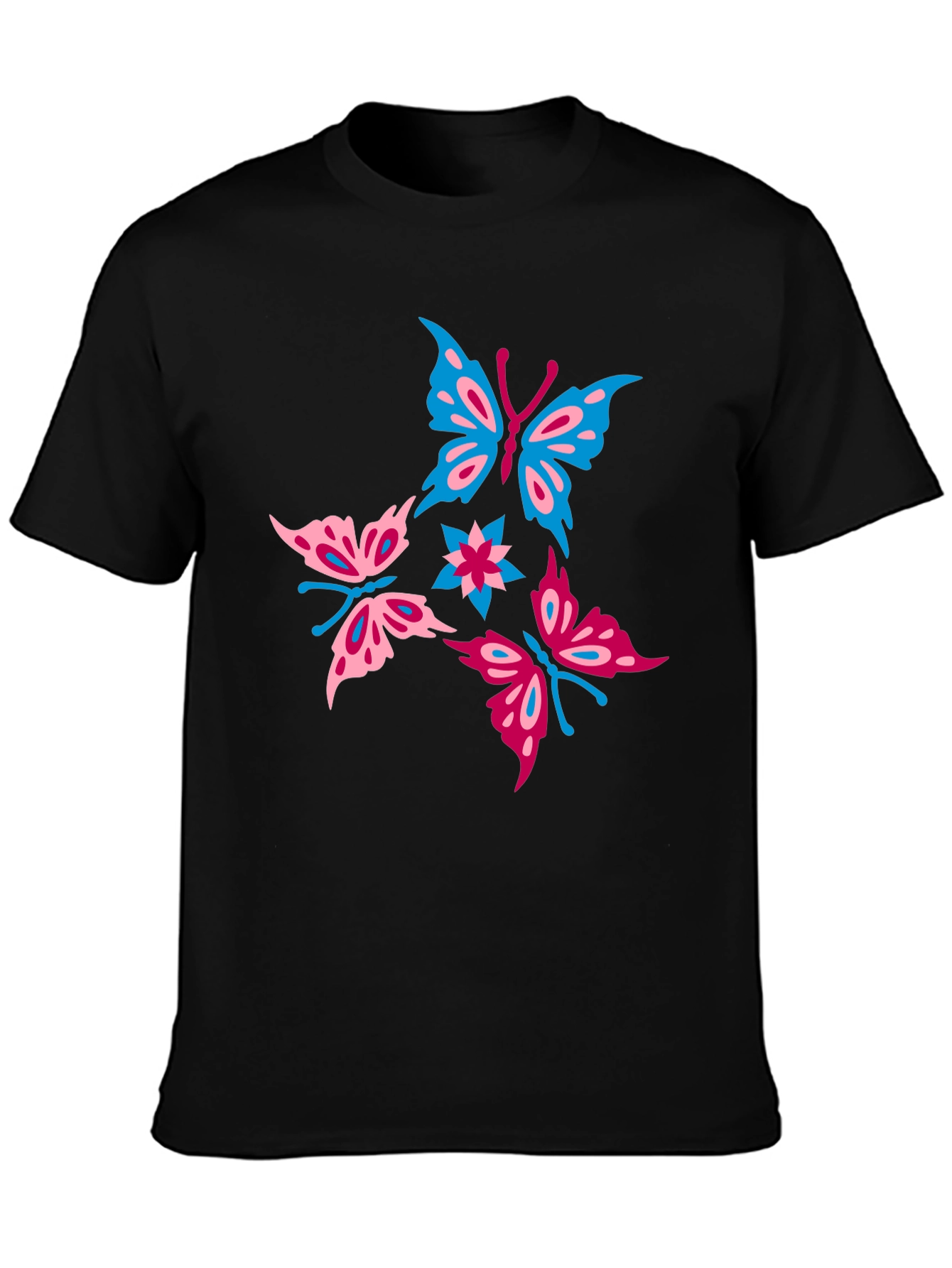 Black Butterfly Graphic Print Black T-Shirt view 3