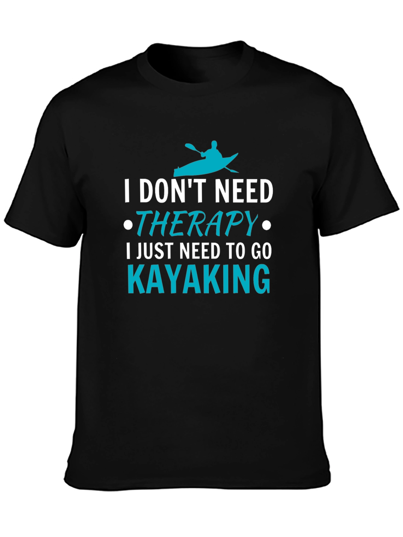 Black Kayaking Therapy T-Shirt - Paddling Adventure Tee view 3