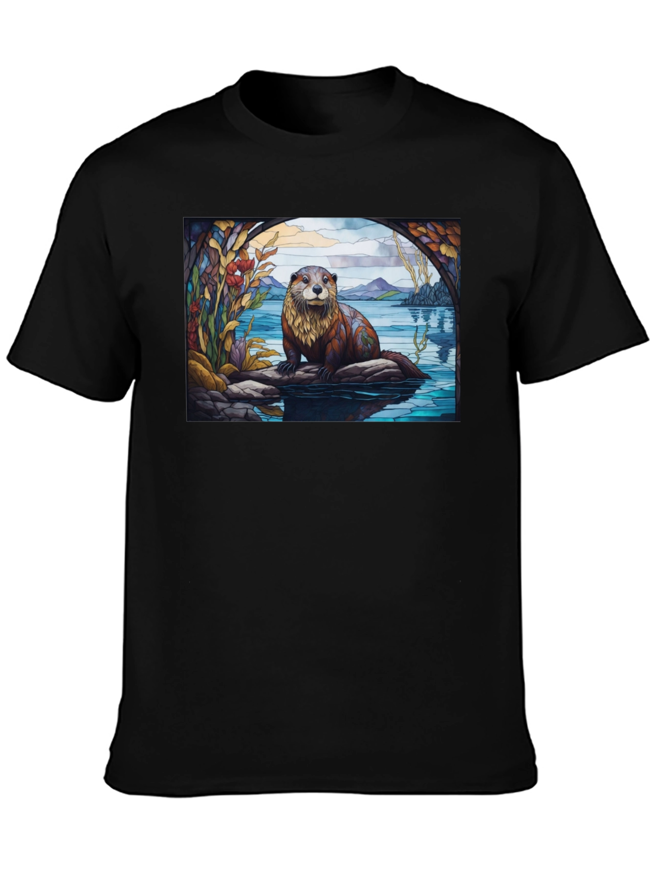 Black Otter Graphic Tee - Nature Lover's T-Shirt view 3