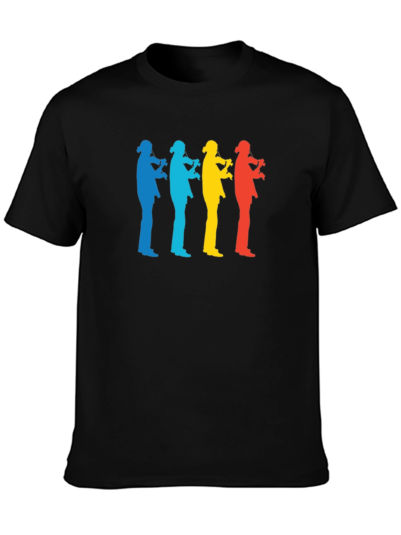 Black Rainbow Violinist Silhouette Graphic Tee - Cool Music Lover Shirt view 3