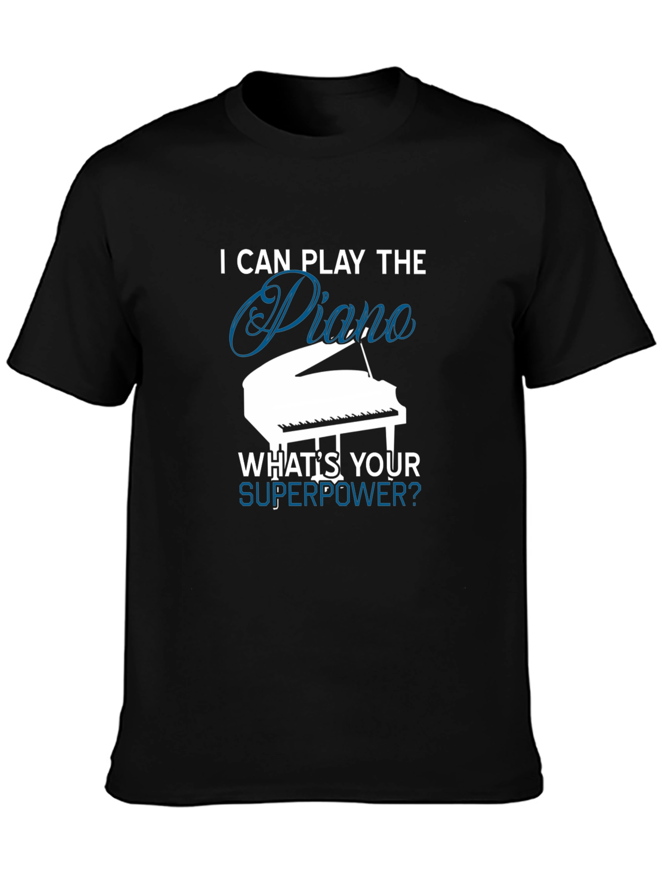 Black Piano Superpower T-Shirt - Musician Gift view 3