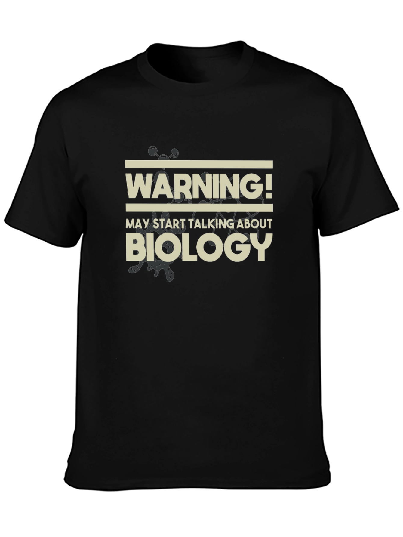 Black Warning Biology Men's Black T-Shirt view 3