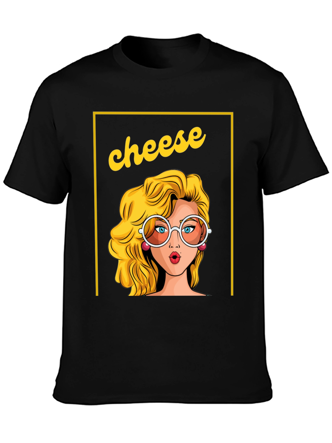 Black Retro 'Cheese' Graphic Tee - Unisex Black T-Shirt view 3
