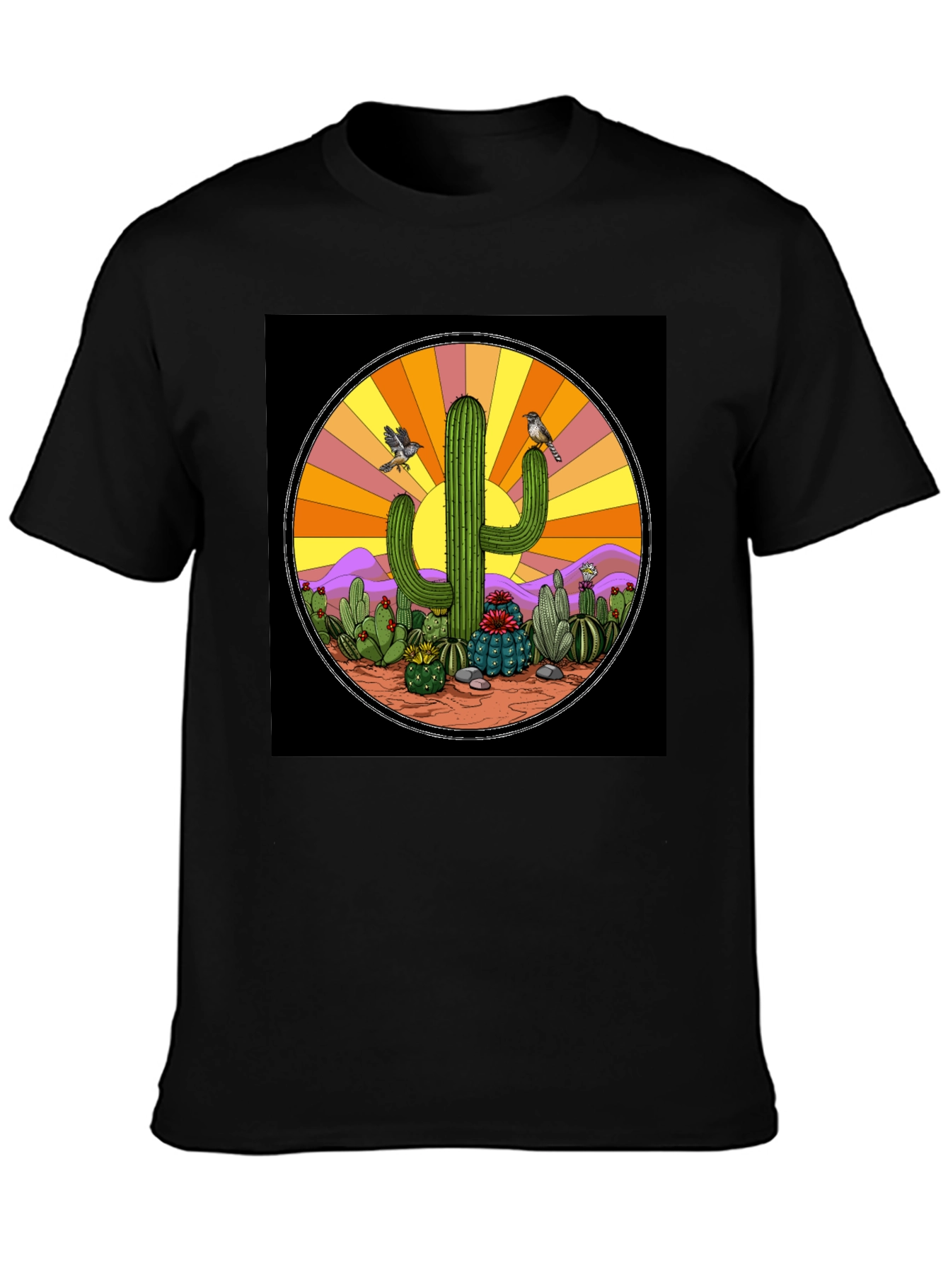 Black Cactus Desert Graphic T-Shirt view 3