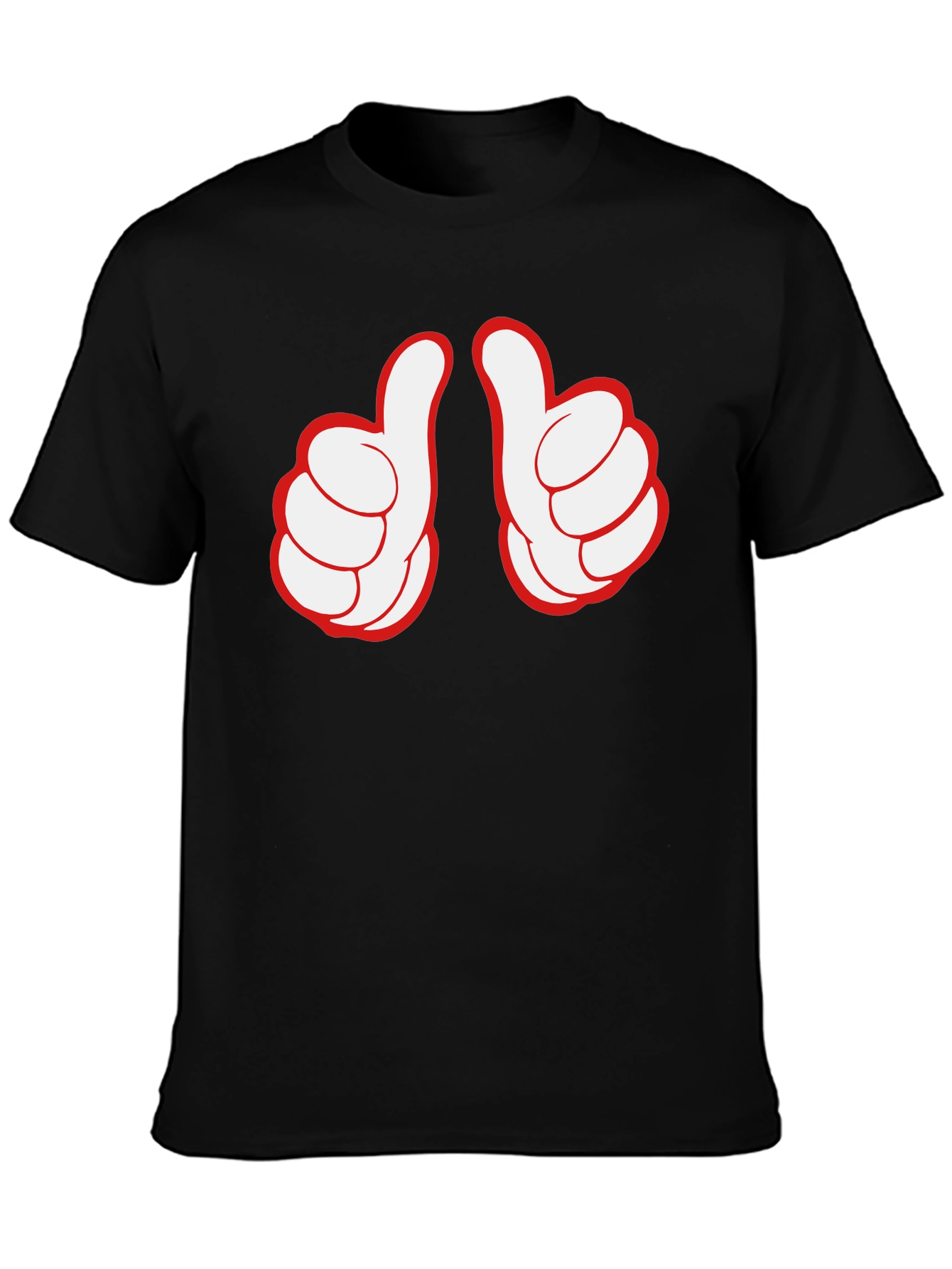 Black Thumbs Up Graphic Tee - Black Crew Neck view 3