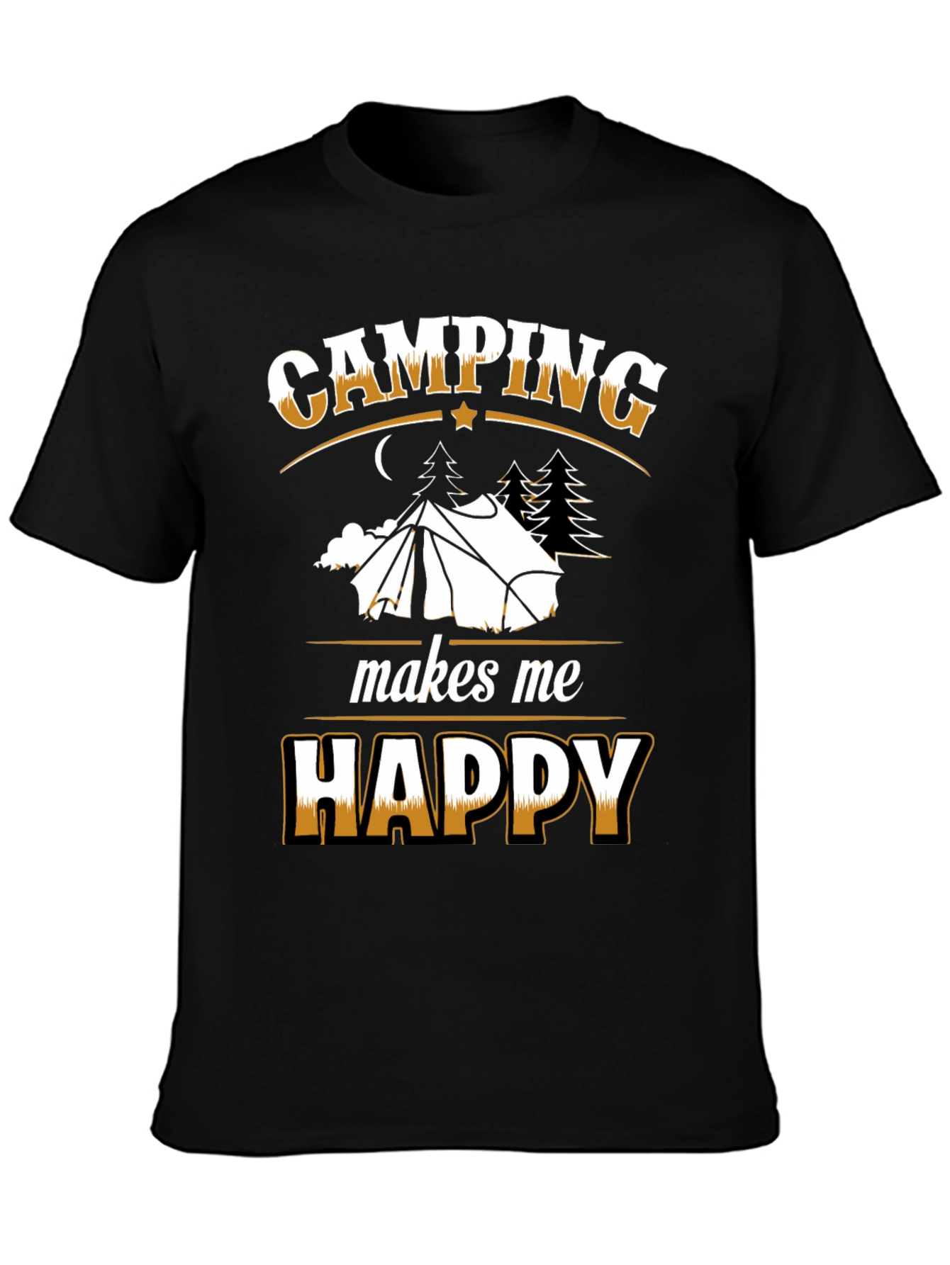 Black Camping Makes Me Happy Black T-Shirt view 3