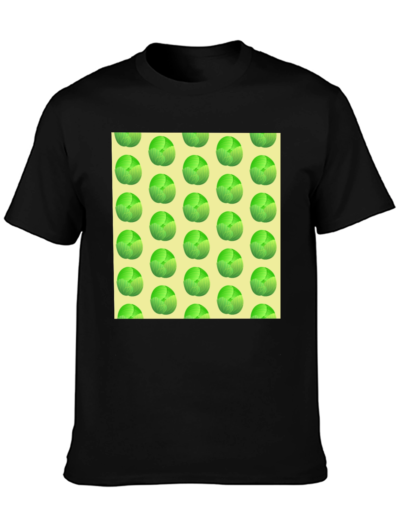 Black Cabbage Pattern T-Shirt view 3