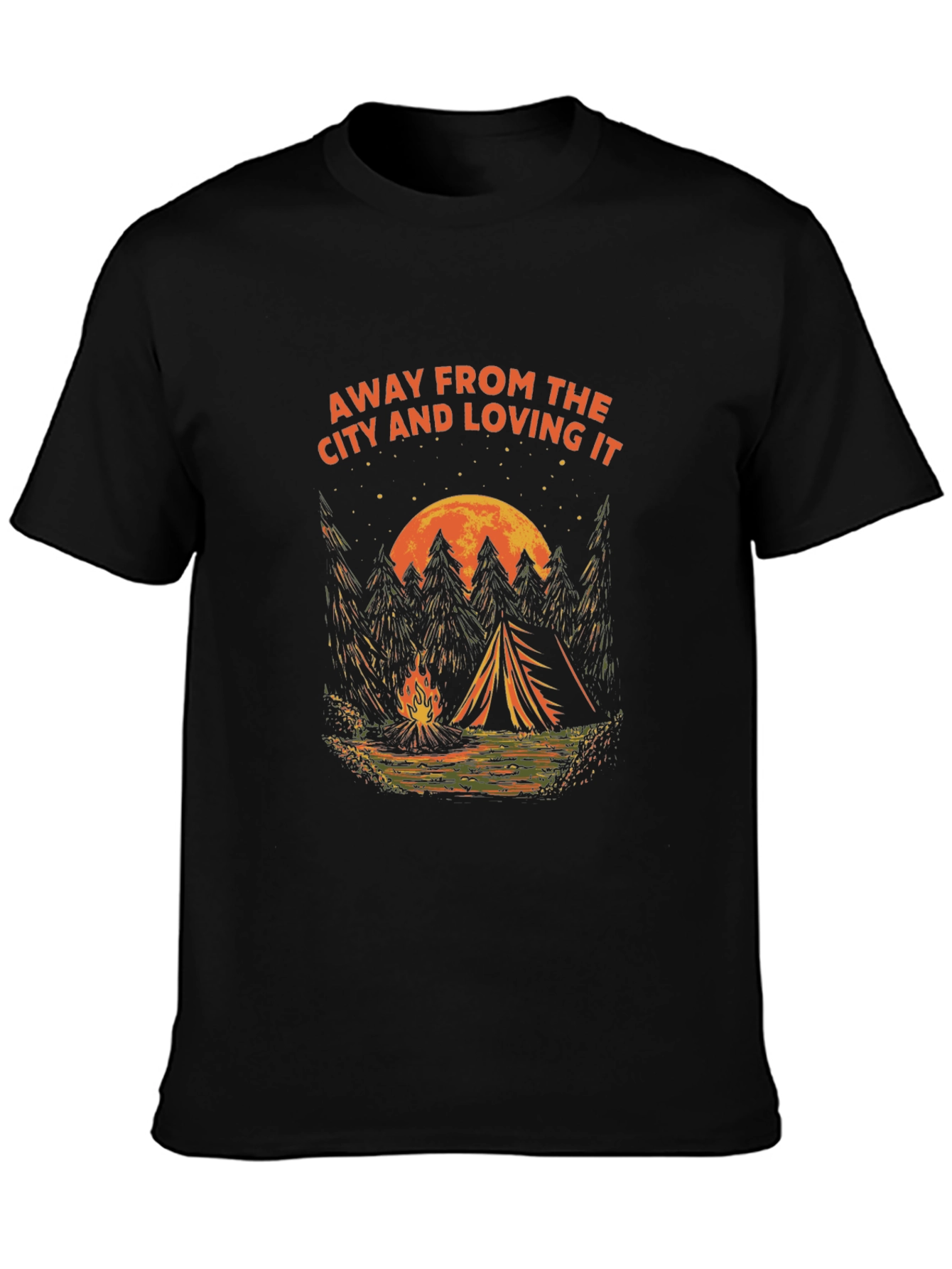 Black Camping Adventure Black T-Shirt view 3