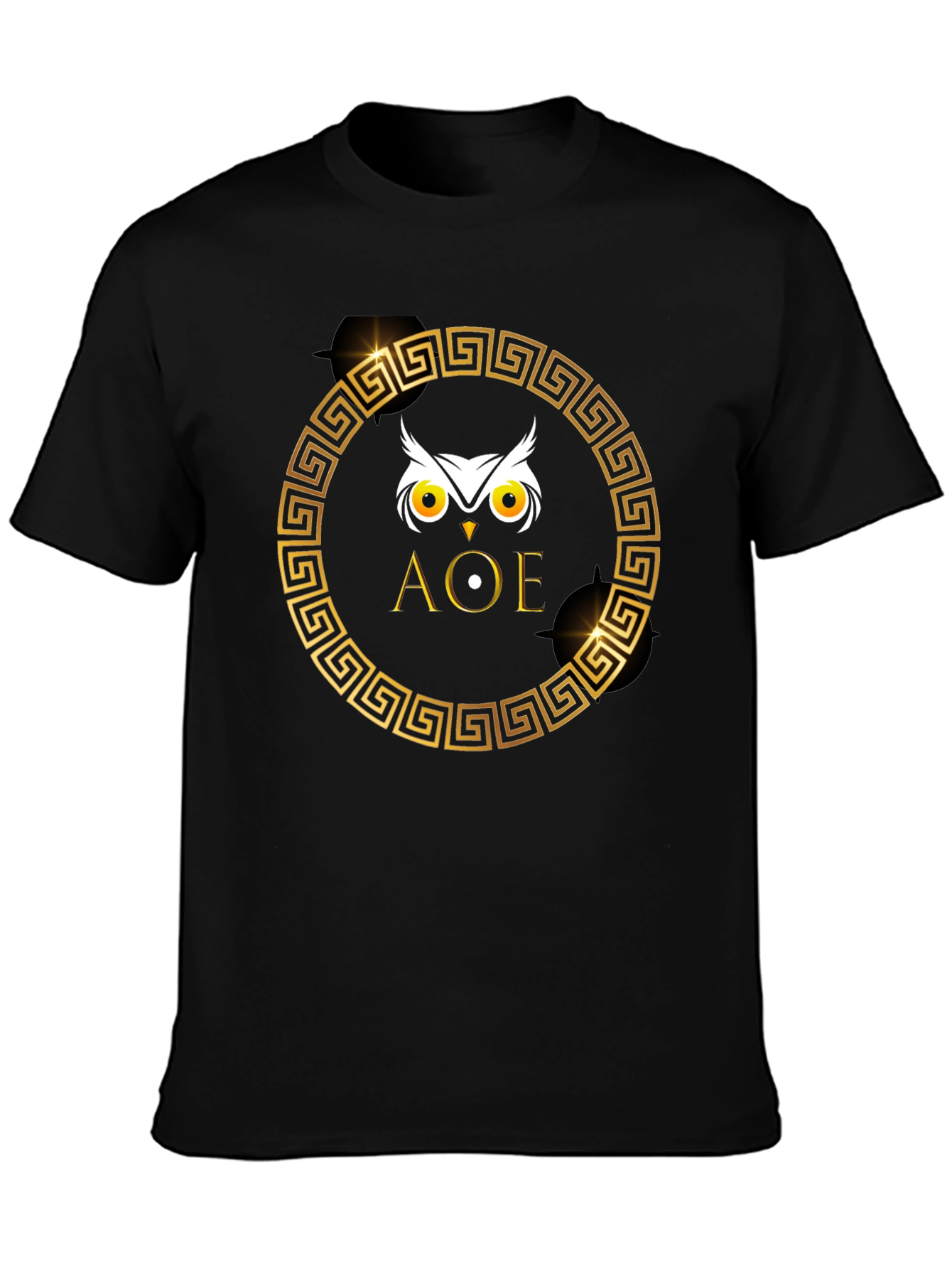 Black Owl AOE Graphic Tee - Greek Key Circle view 3