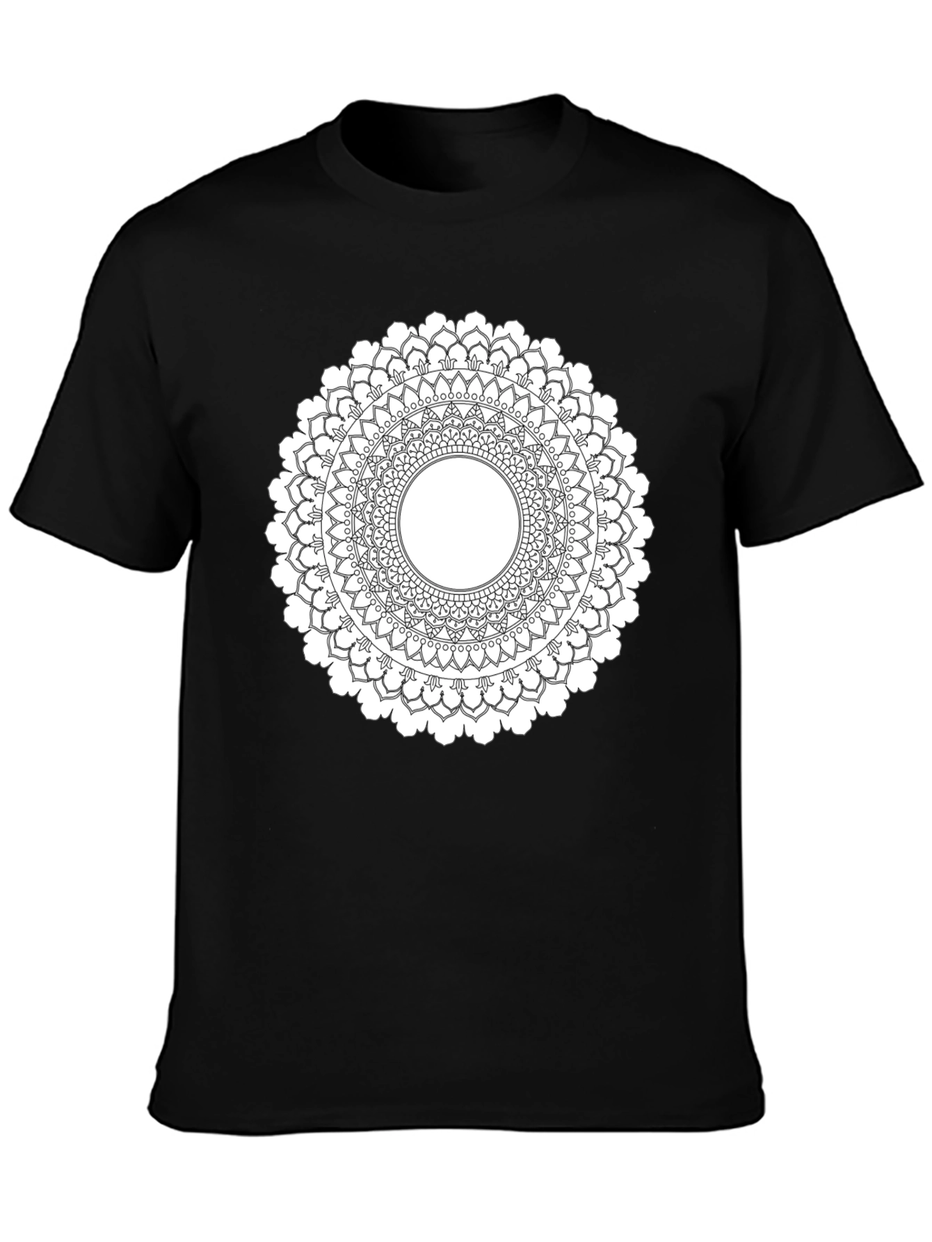 Black Black Mandala T-Shirt - Geometric Pattern view 3