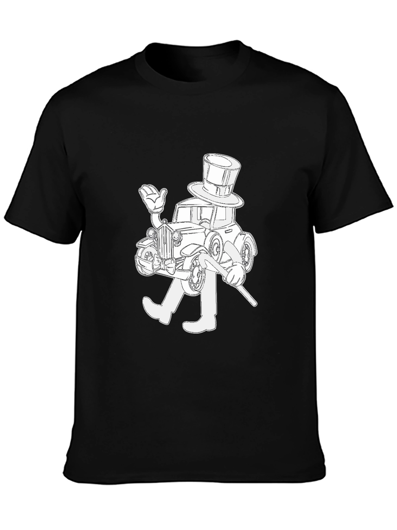 Black Monopoly Man Car Black T-Shirt view 3