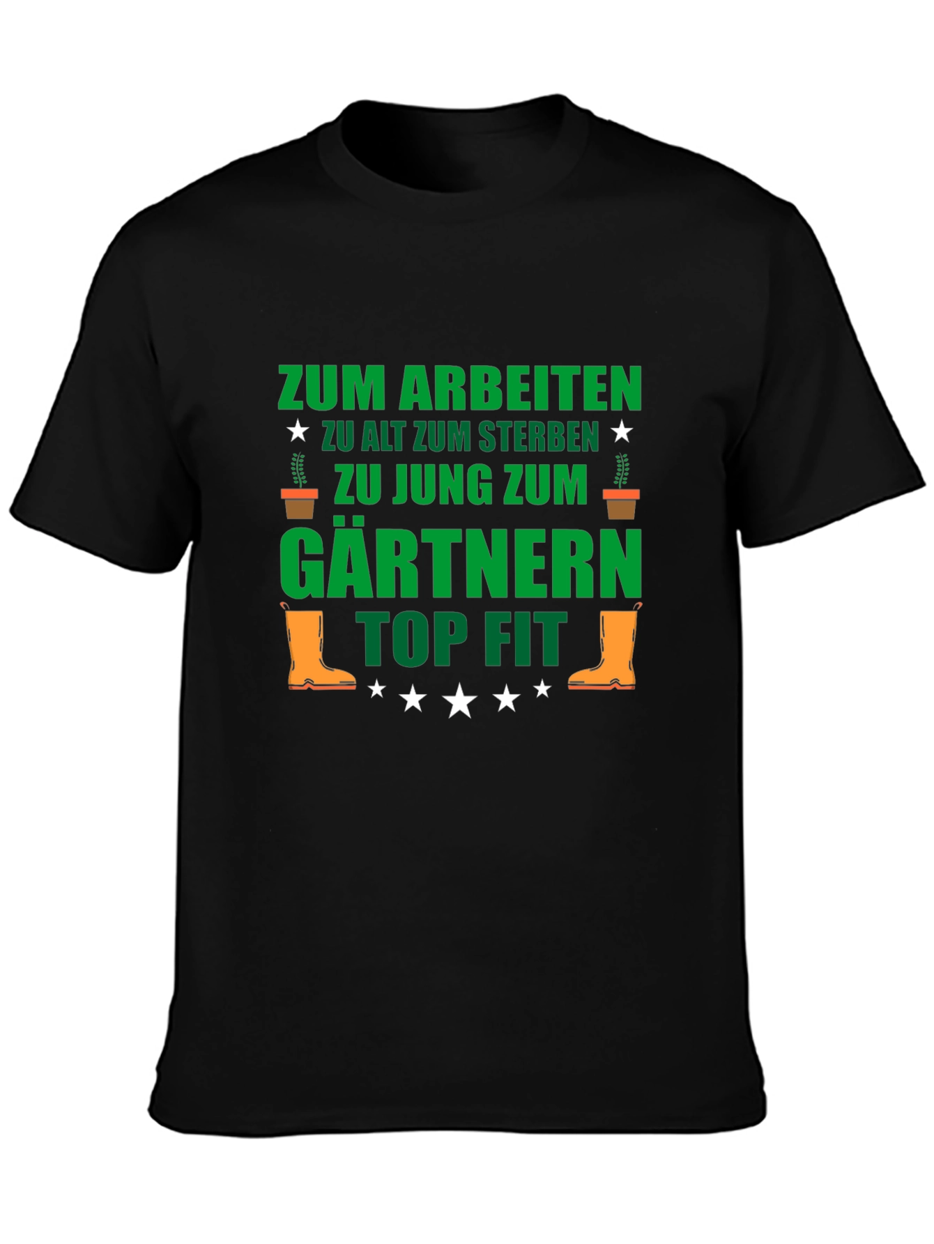 Black Gardener T-Shirt: Funny German Gardening Tee for Gardeners view 3