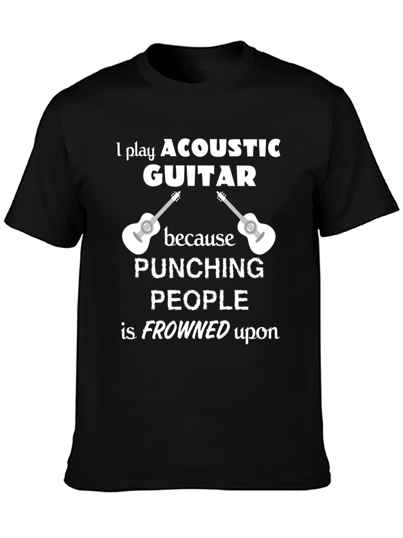 Black Acoustic Guitar T-Shirt - Funny Musician Tee view 3