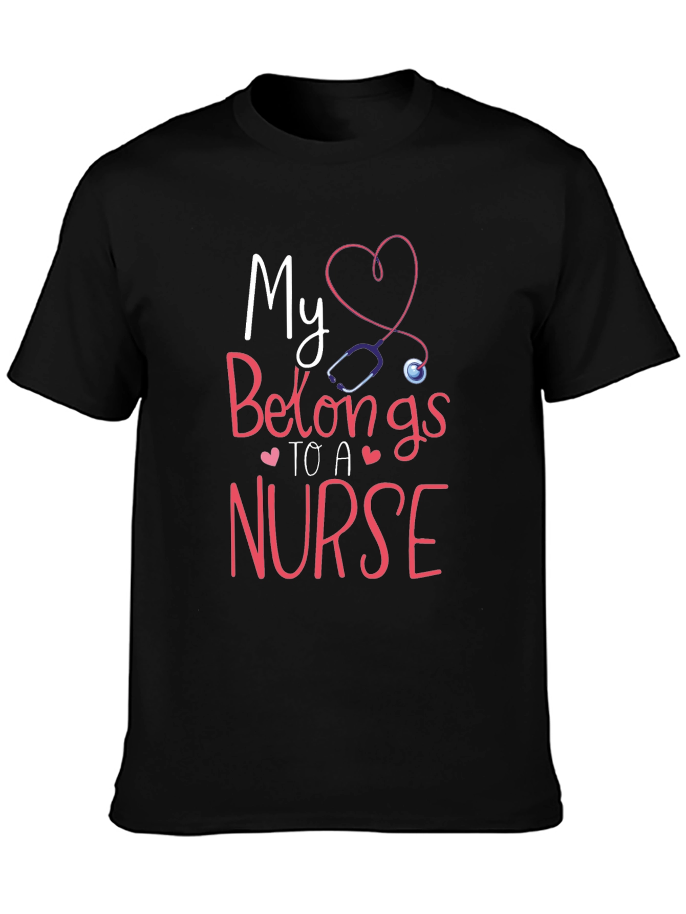 Black My Heart Belongs To A Nurse T-Shirt view 3