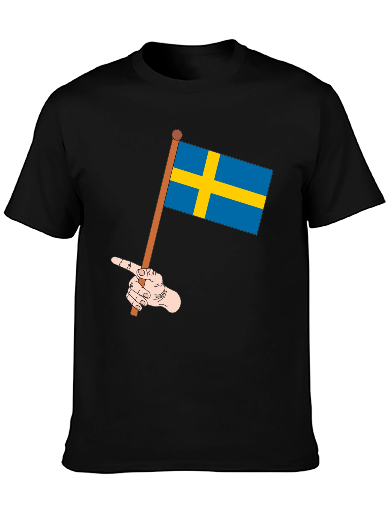 Black Sweden Flag Graphic Tee - Novelty T-Shirt view 3