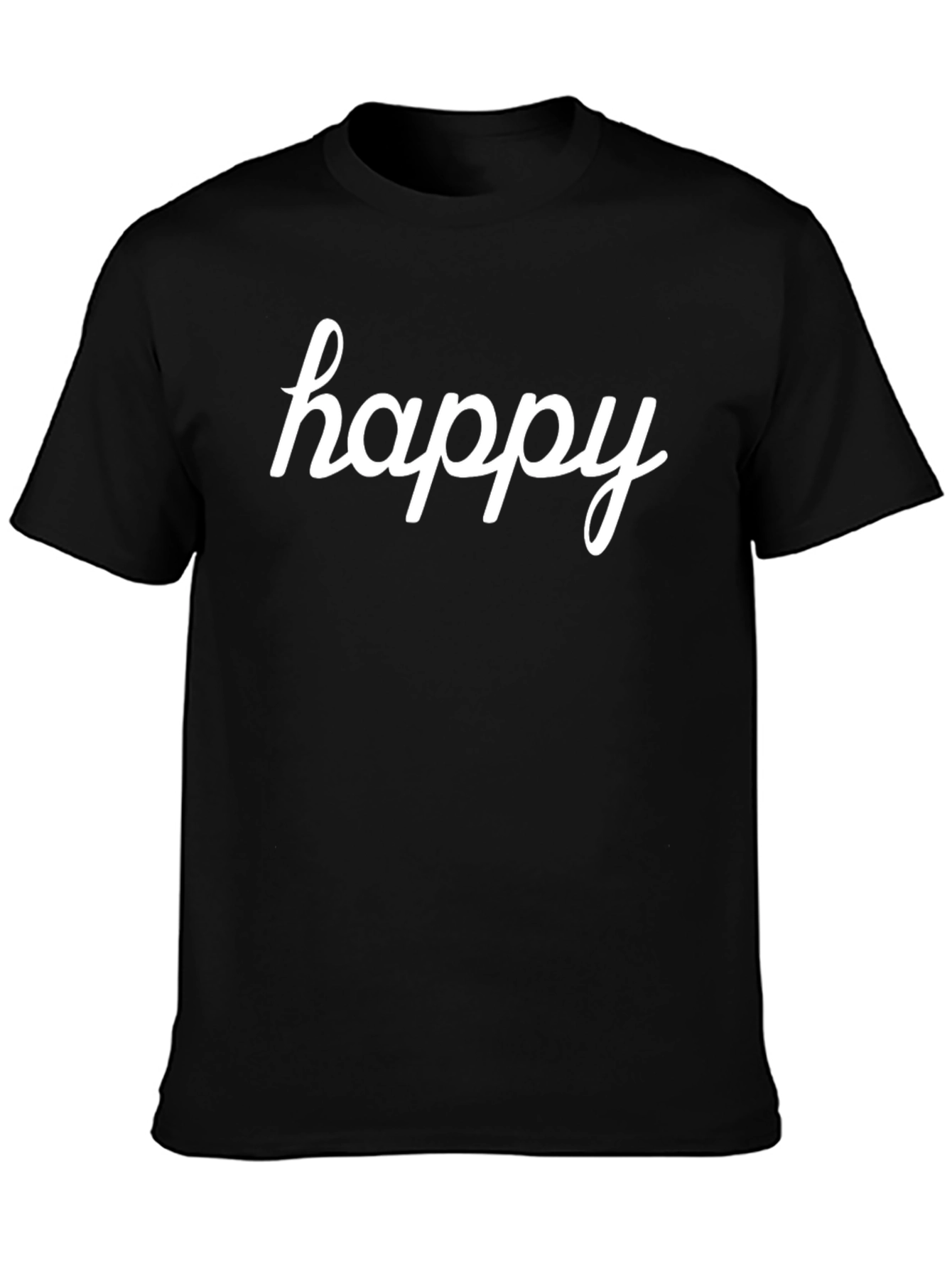 Black Happy Script Black T-Shirt view 3