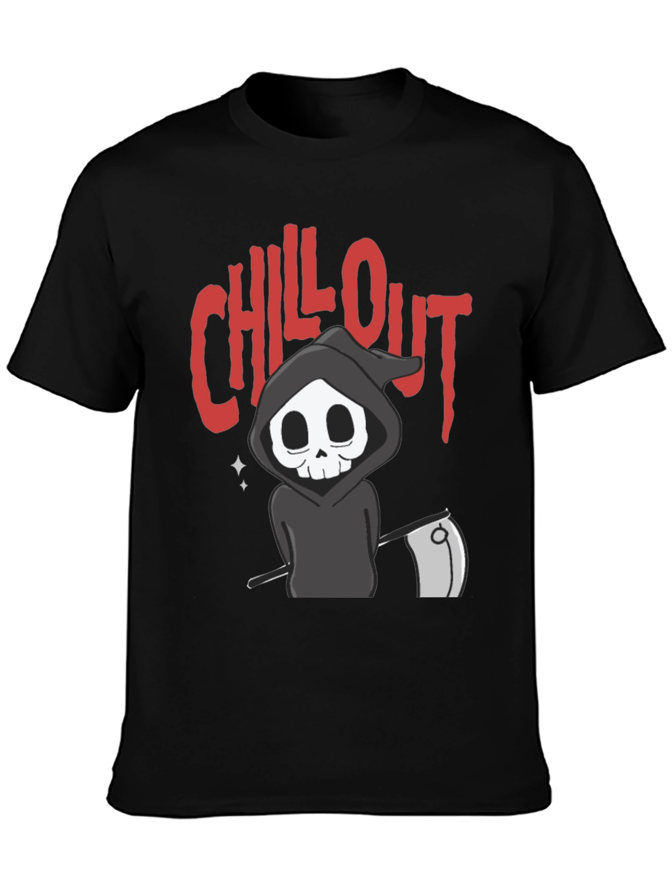 Black Chill Out Grim Reaper Graphic T-Shirt view 3