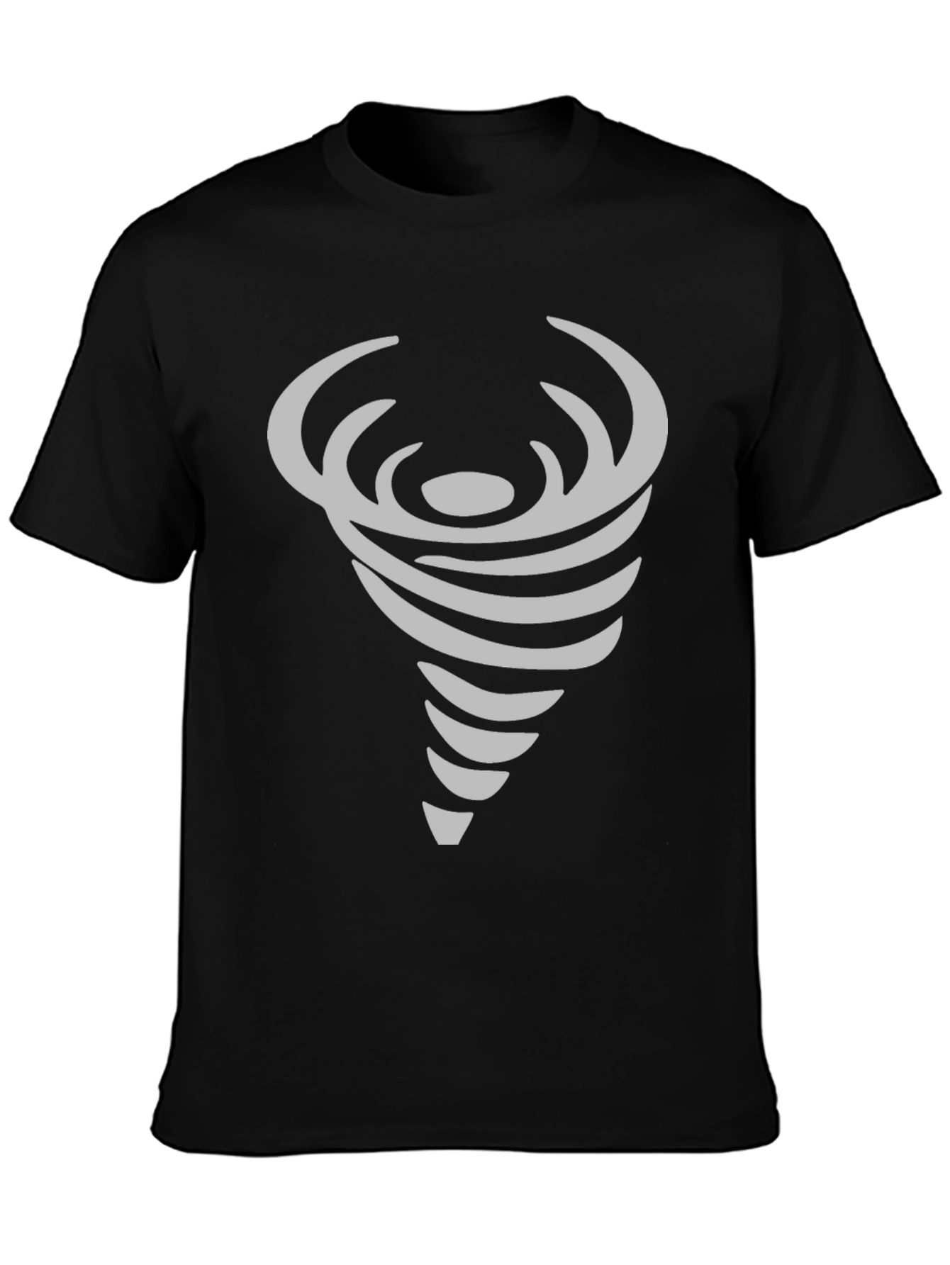 Black Abstract Tornado Graphic Print Crew Neck T-Shirt view 3
