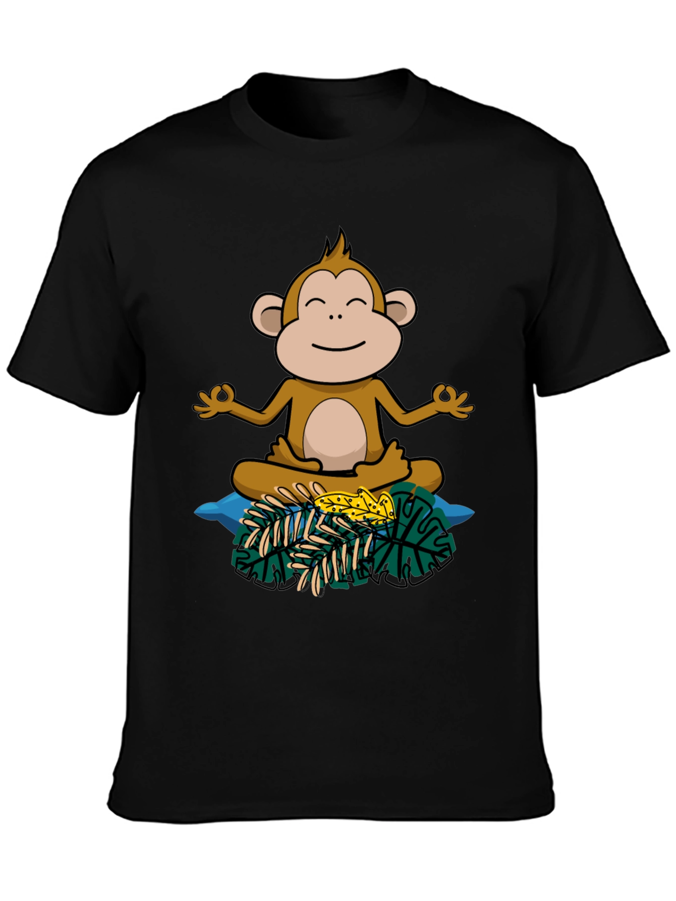 Black Zen Monkey Graphic Tee - Relaxed Fit Cotton Shirt view 3