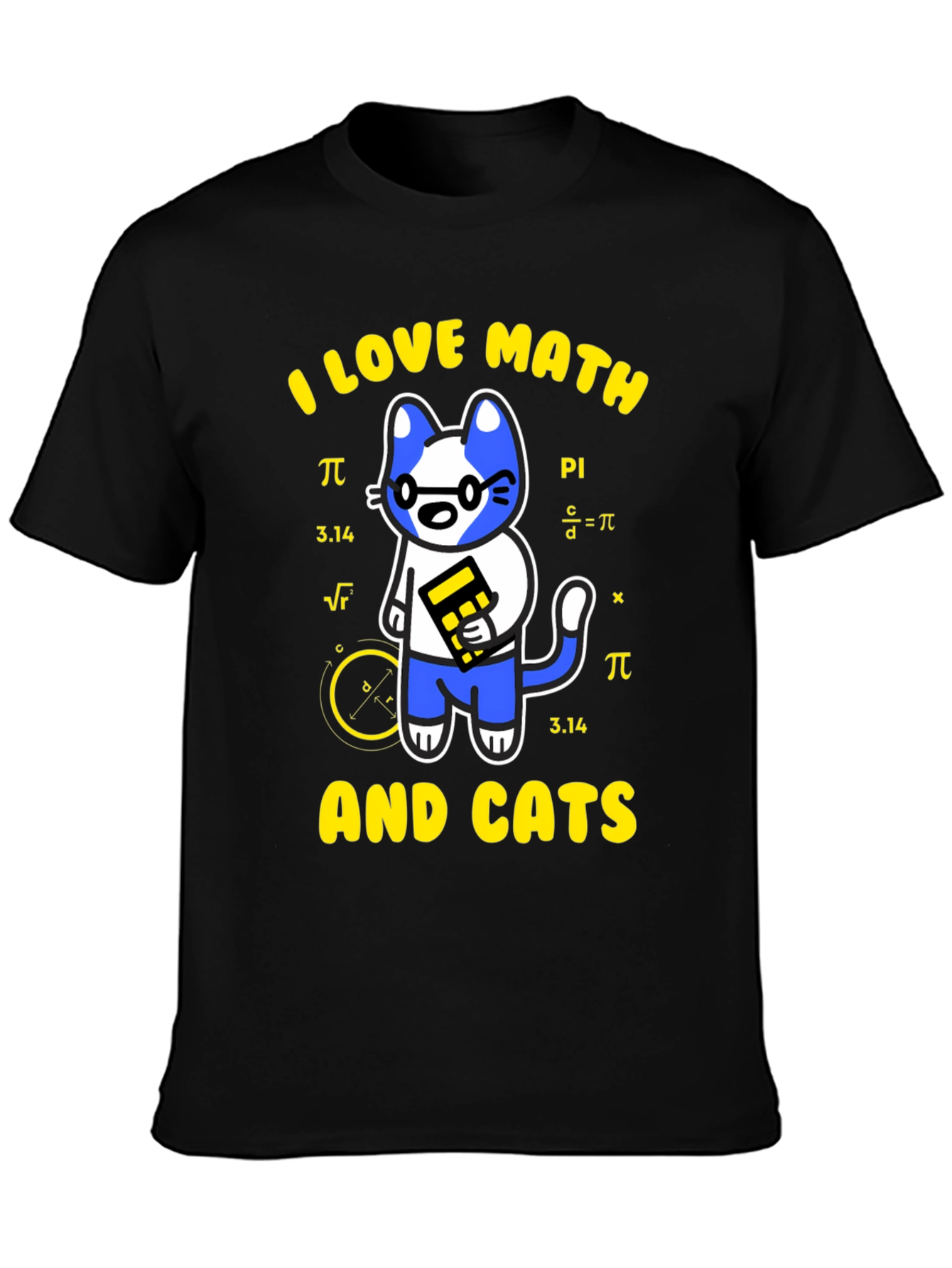 Black I Love Math and Cats T-Shirt Funny Geek Nerd Tee view 3