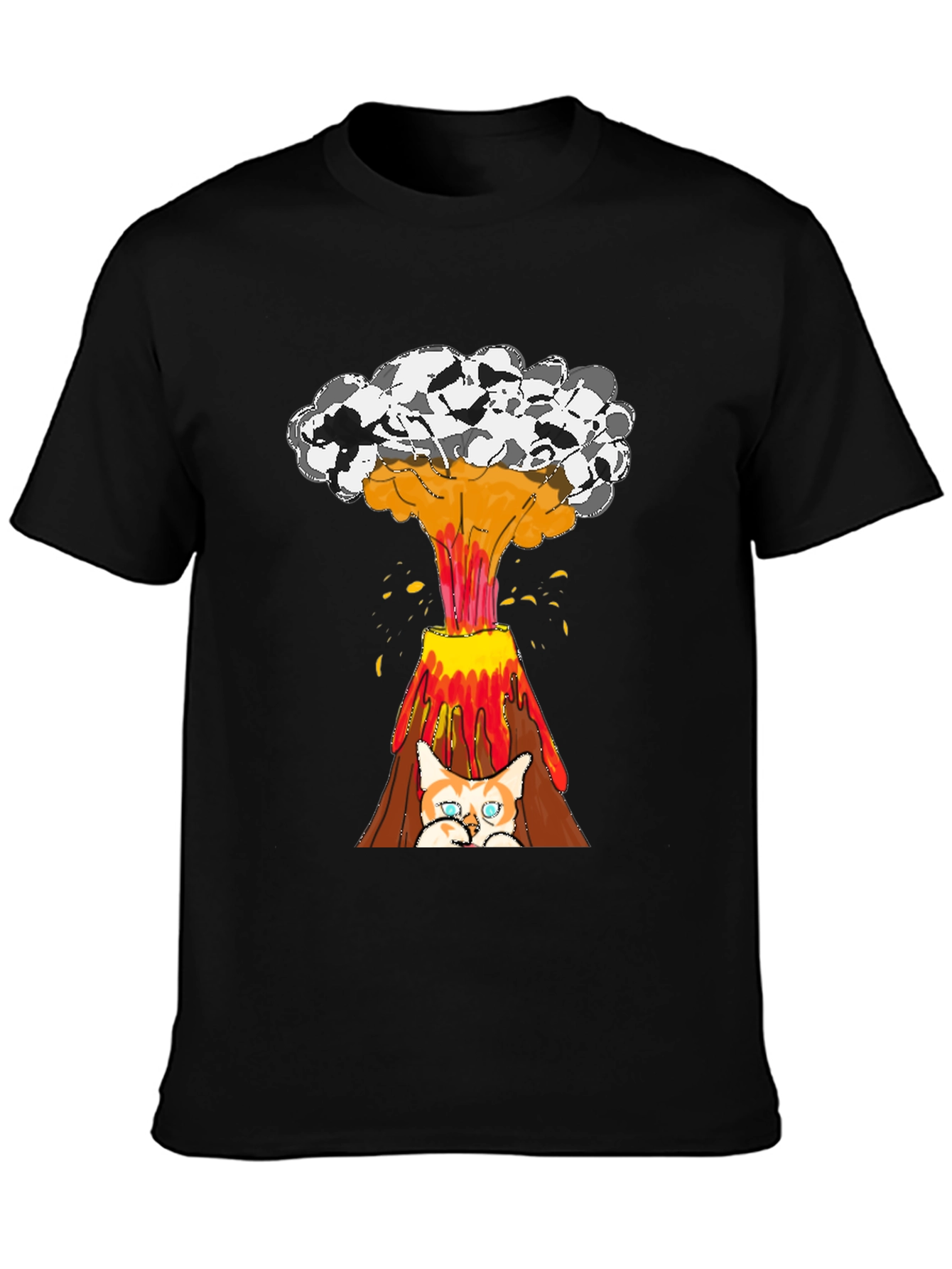 Black Cat Volcano T-Shirt - Explosive Style view 3