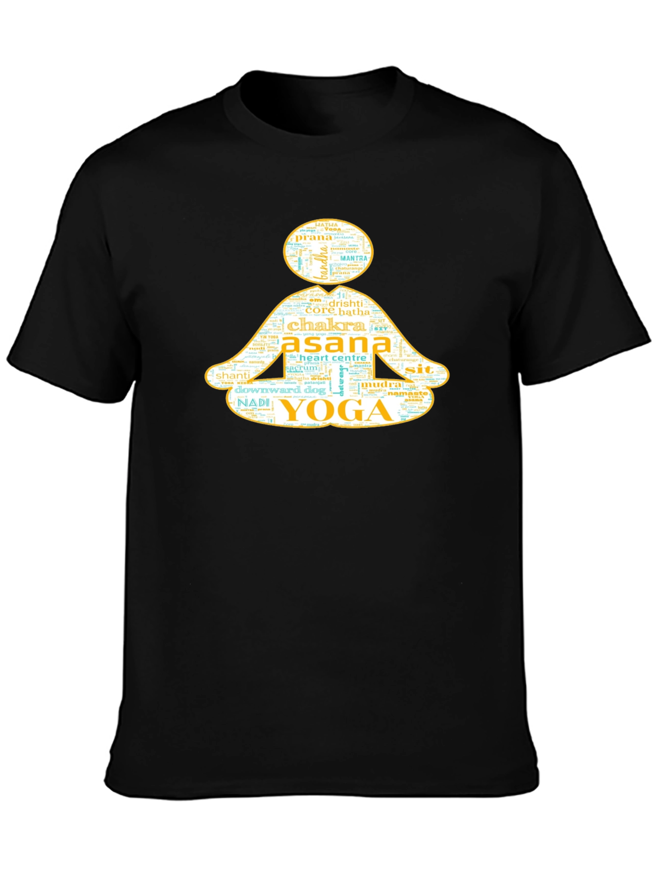 Black Yoga Pose Word Art Graphic T-Shirt view 3