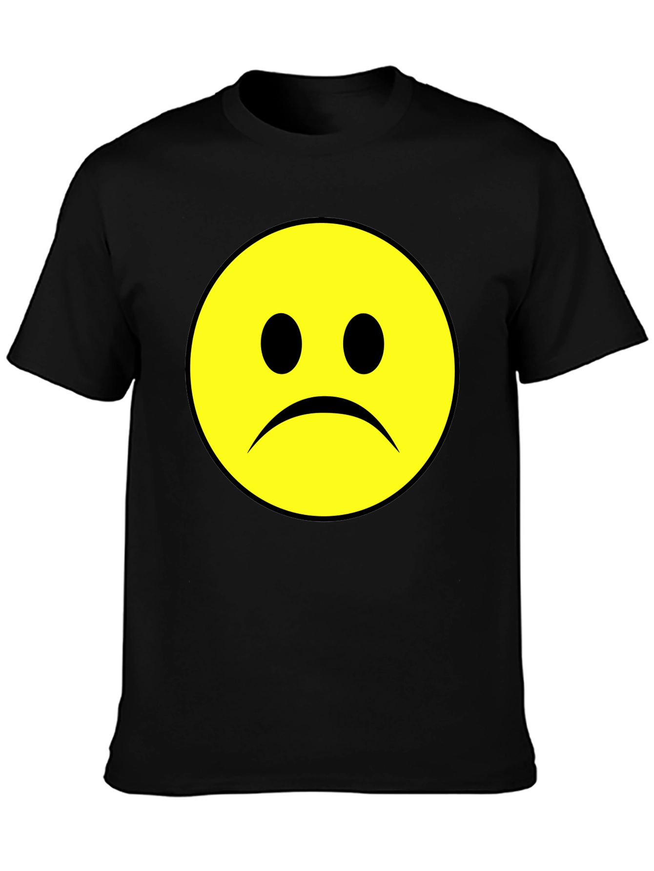 Black Sad Face Graphic Tee - Black Cotton T-Shirt view 3