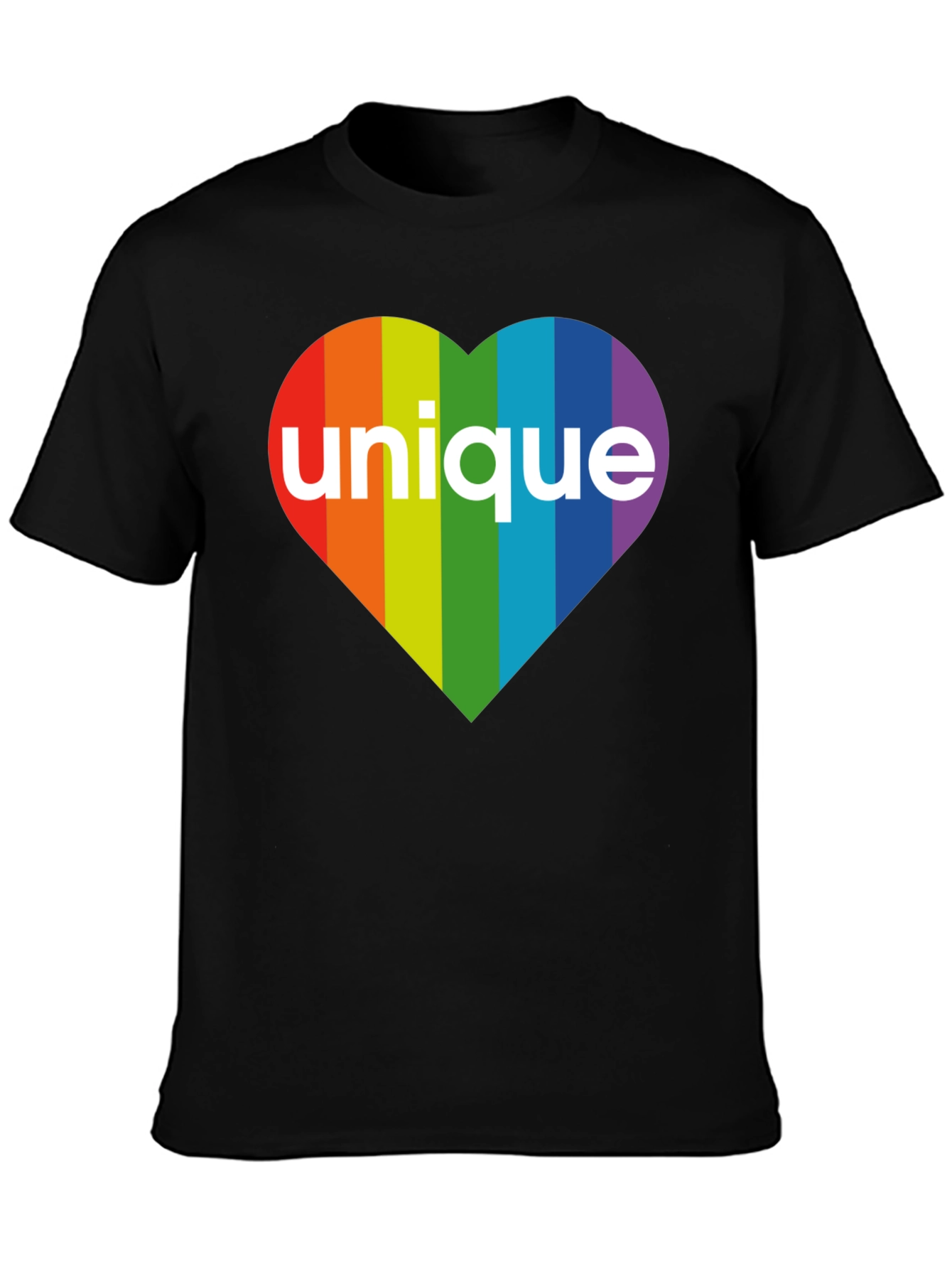 Black Unique Rainbow Heart T-Shirt - Pride Apparel view 3