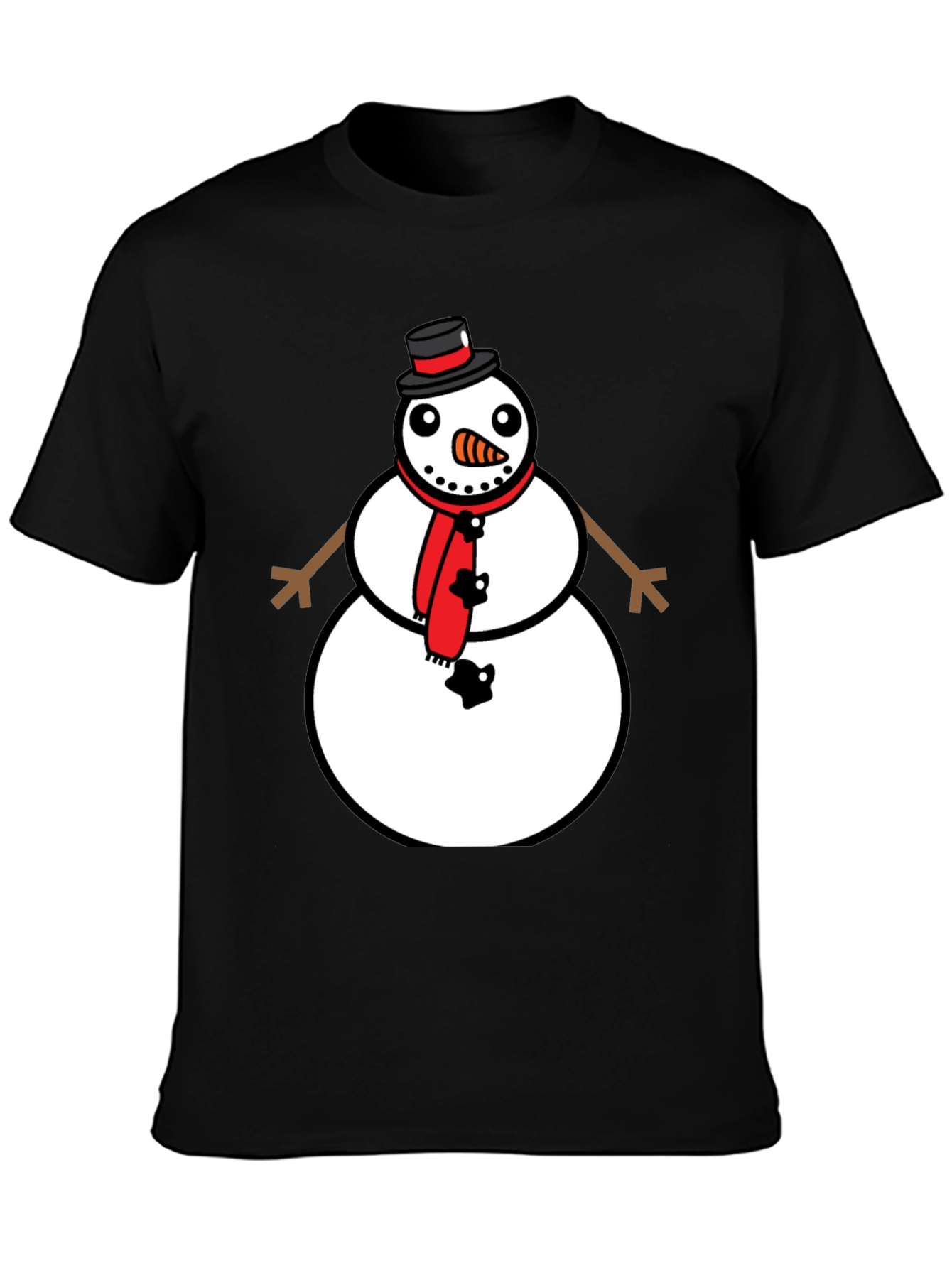 Black Snowman Graphic Tee - Festive Holiday Style view 3