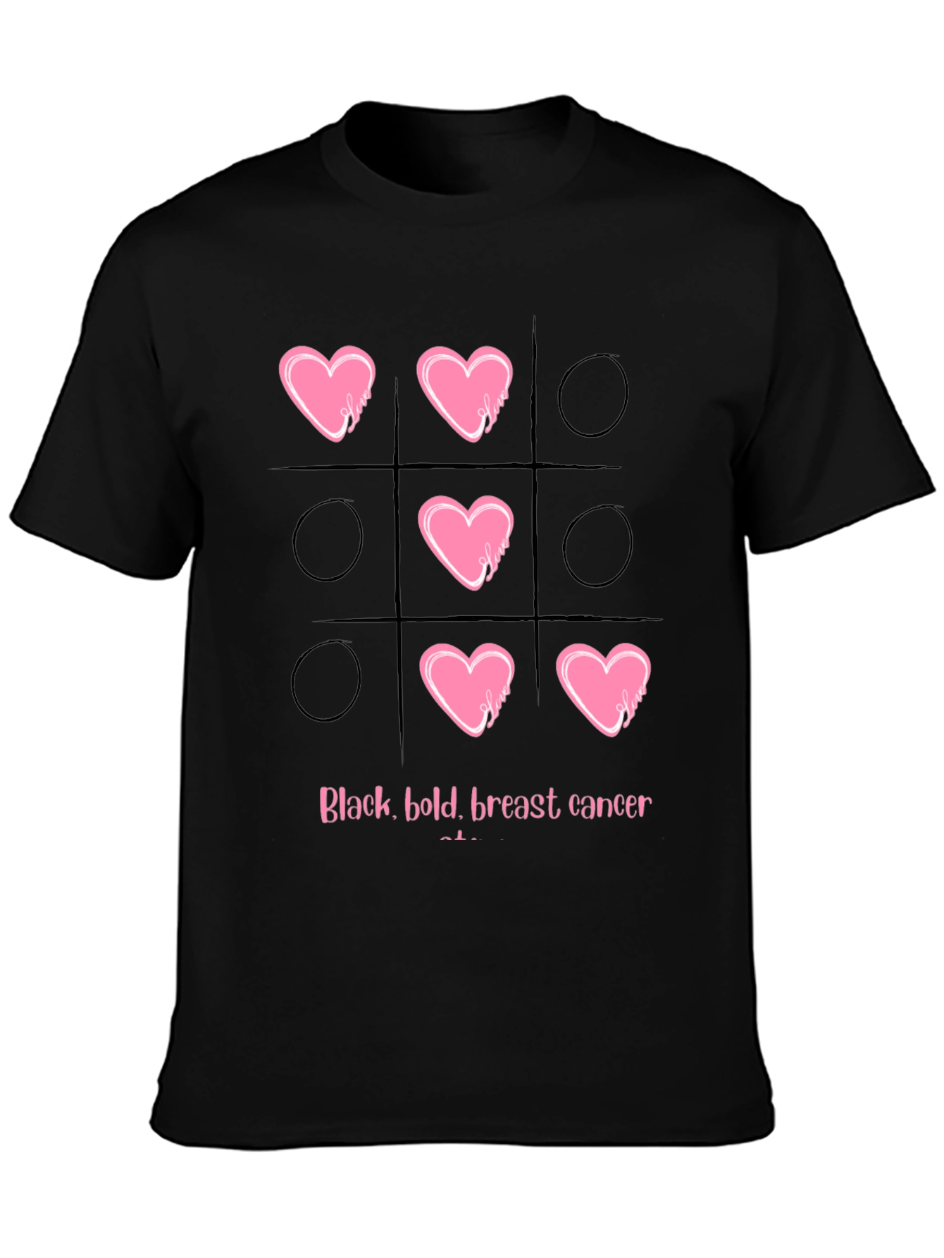 Black Breast Cancer Tic-Tac-Toe T-Shirt view 3