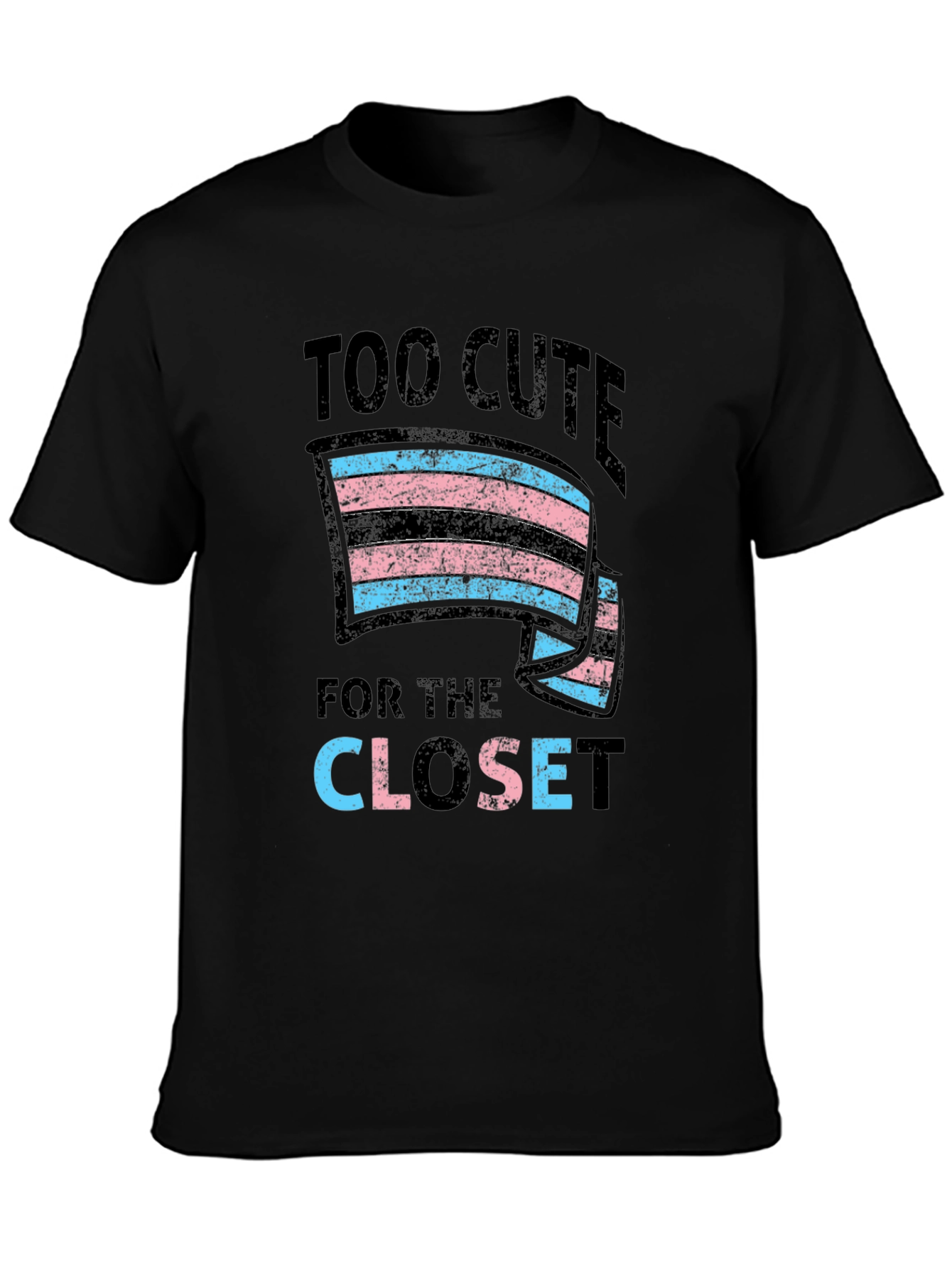 Black Too Cute for the Closet Transgender Pride T-Shirt view 3