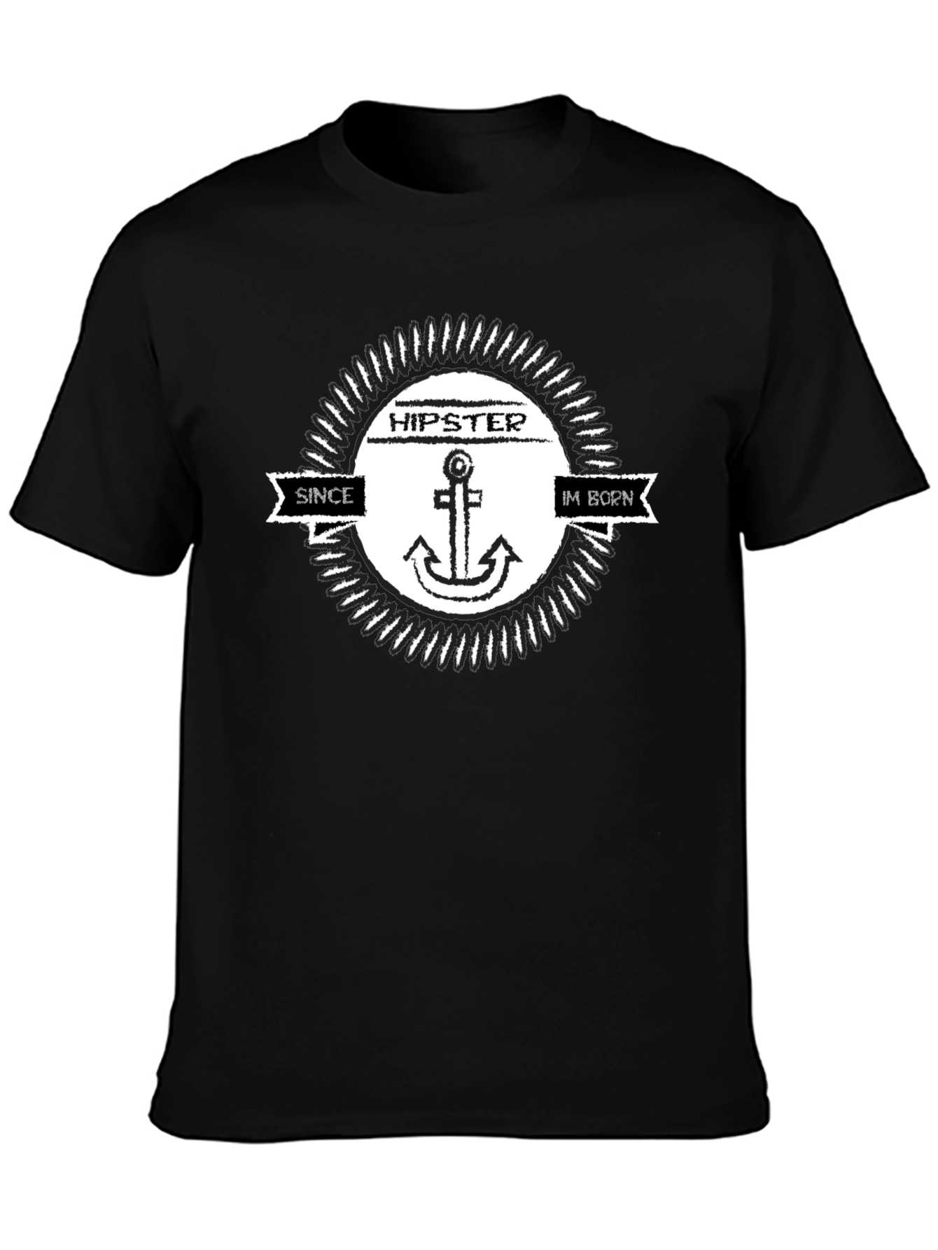 Black Hipster Anchor T-Shirt - Since I'm Born view 3