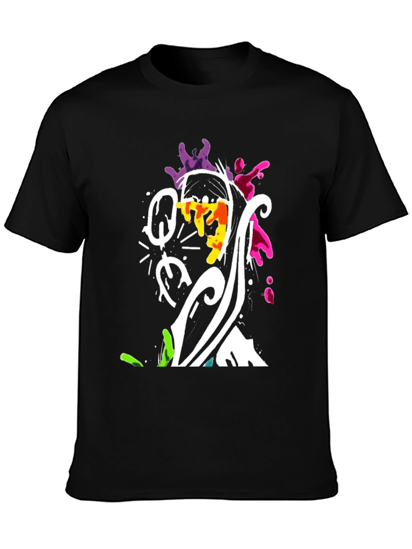 Black Abstract Graphic Print Black T-Shirt view 3